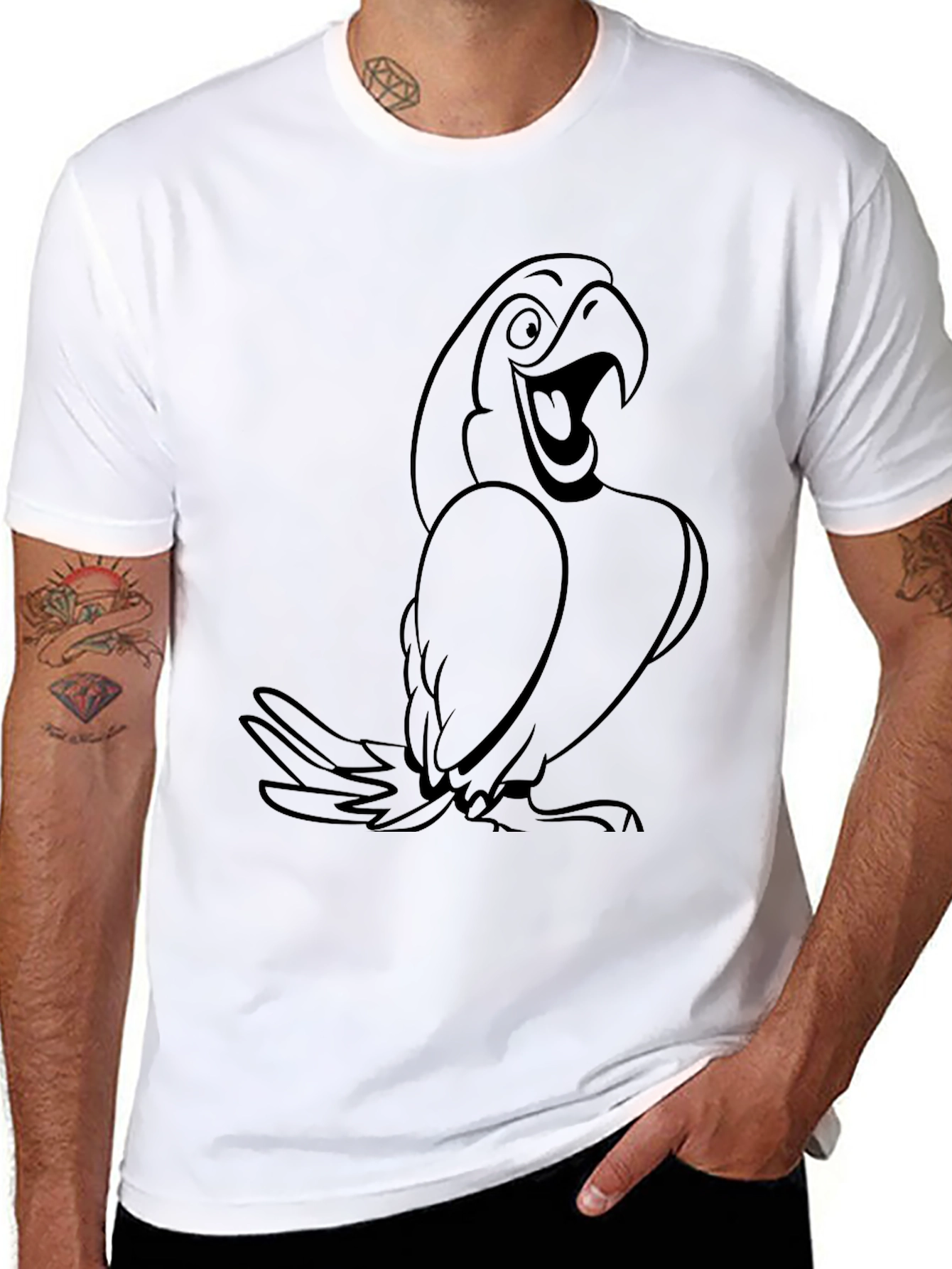 Iago Parrot Graphic Tee - Black Cotton Blend