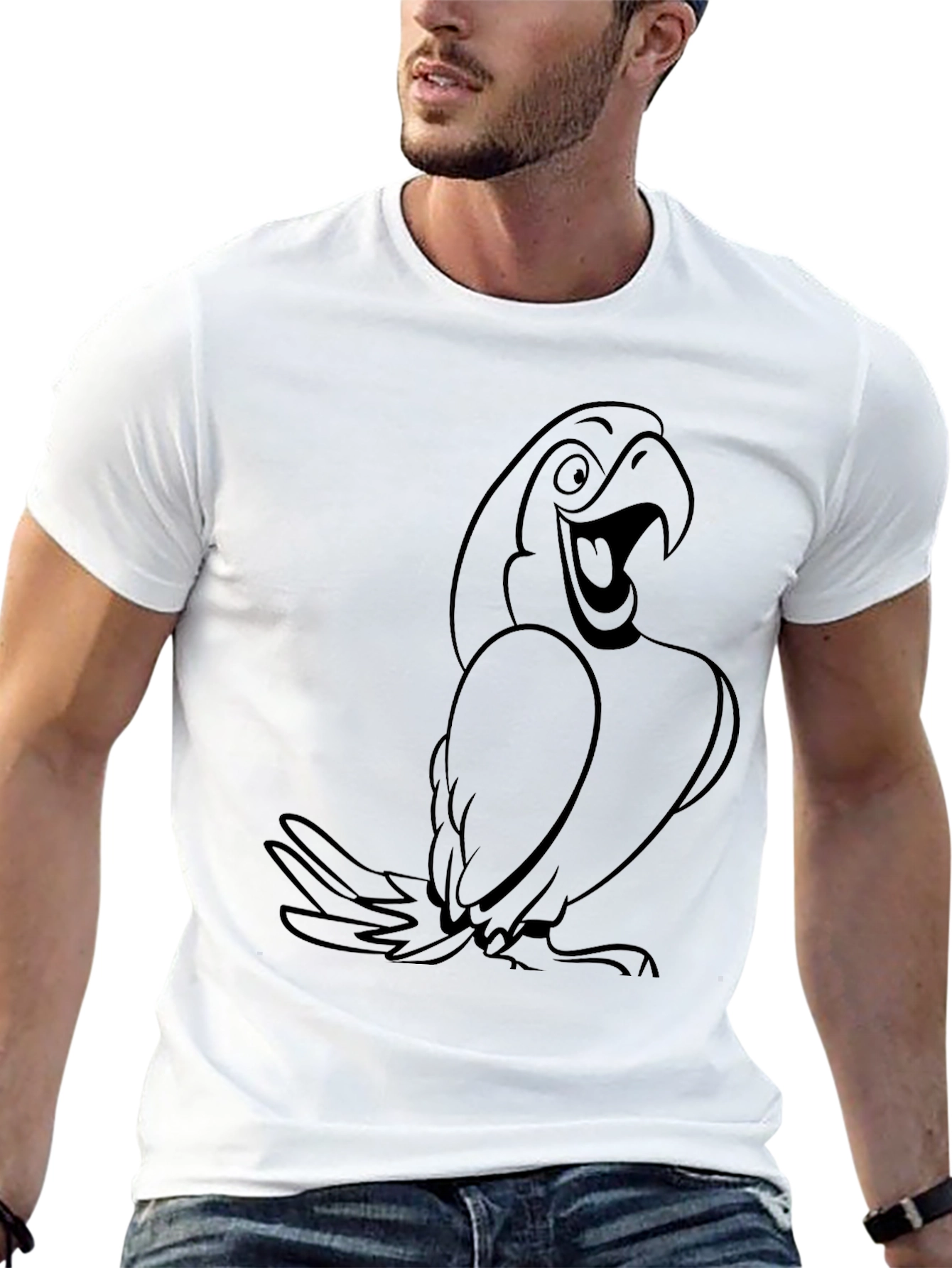 Iago Parrot Graphic Tee - Black Cotton Blend