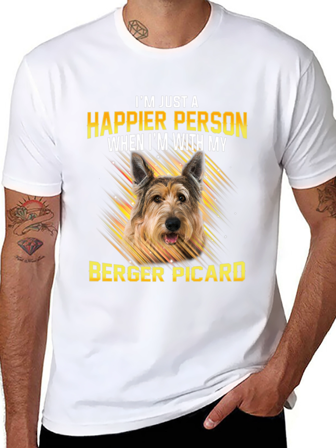 Happier Person Berger Picard Dog T-Shirt