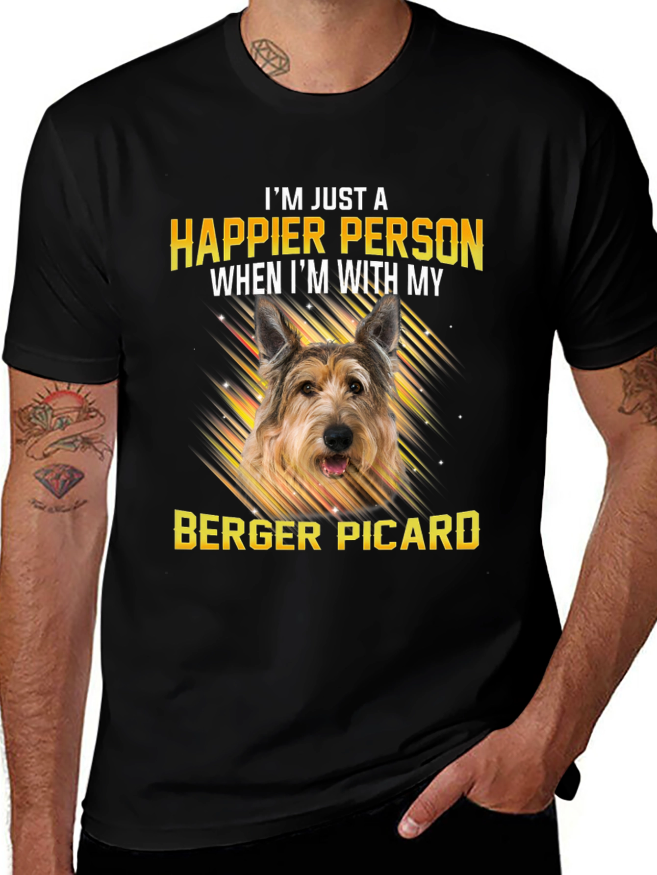 Happier Person Berger Picard Dog T-Shirt