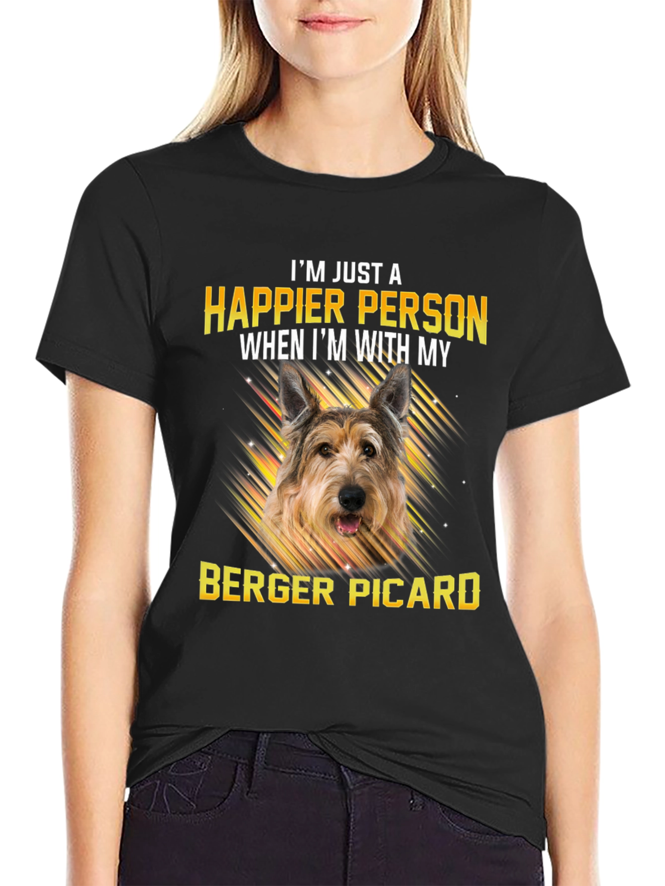 Happier Person Berger Picard Dog T-Shirt