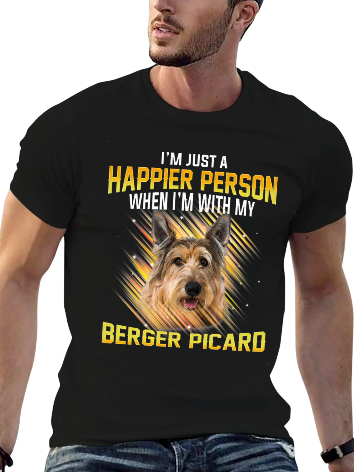 Happier Person Berger Picard Dog T-Shirt