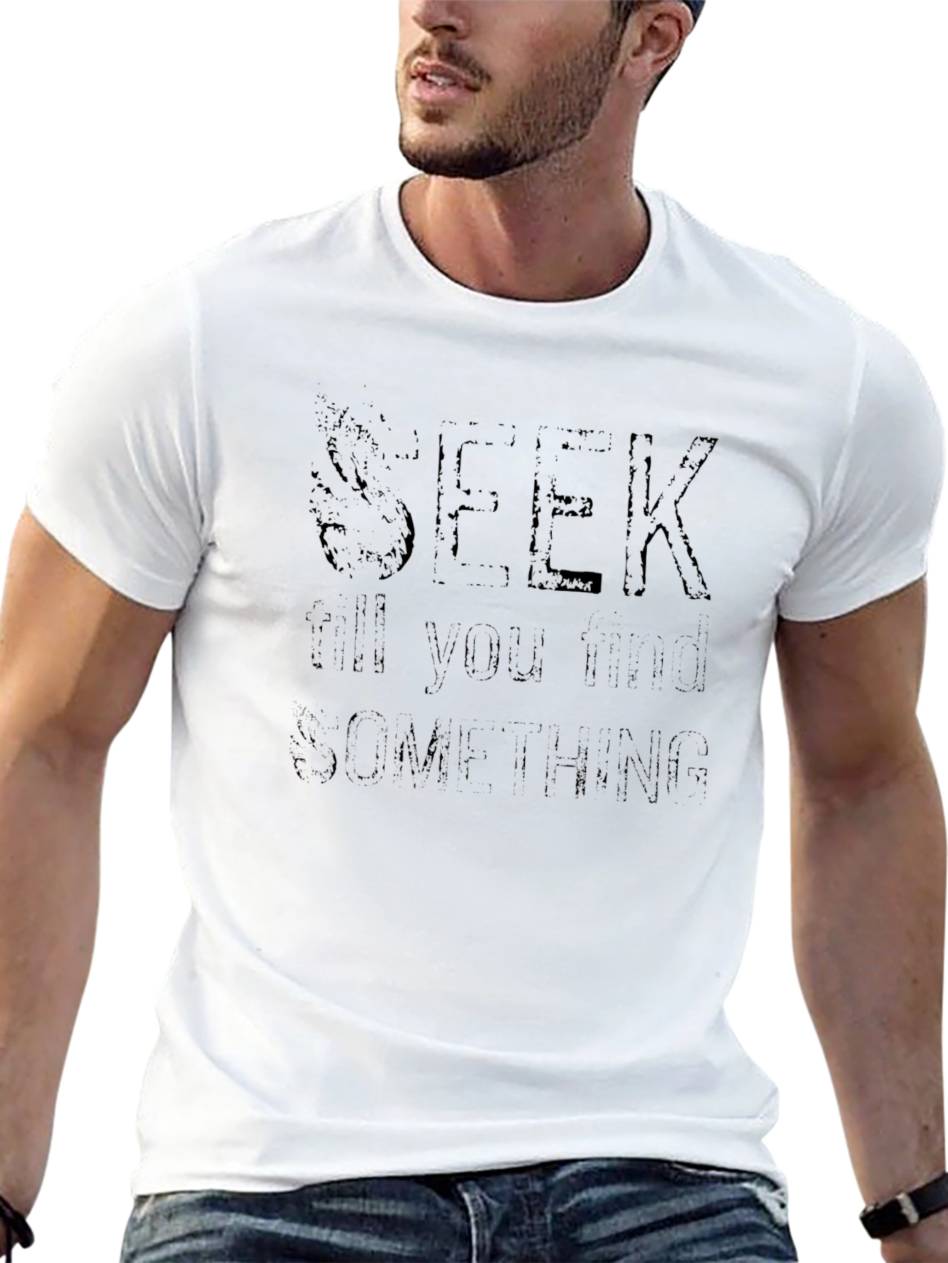 Seek Till You Find Something Black Graphic Tee