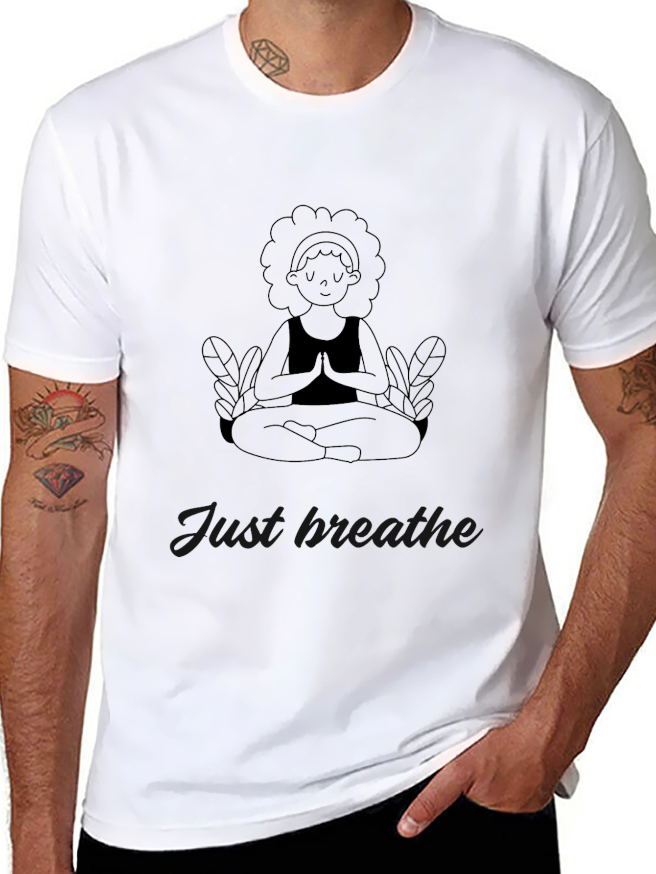 Just Breathe Yoga Graphic Tee - Black