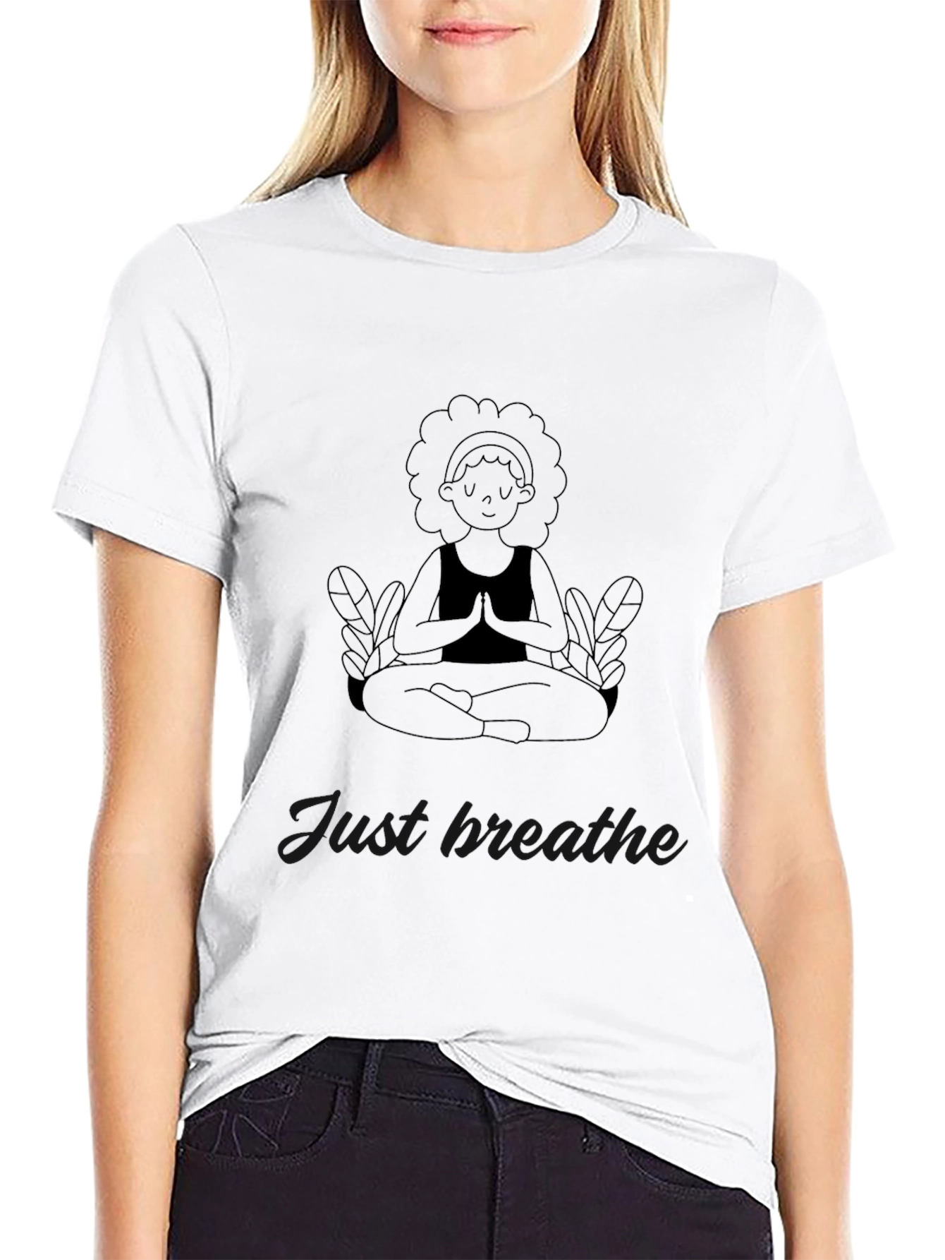 Just Breathe Yoga Graphic Tee - Black