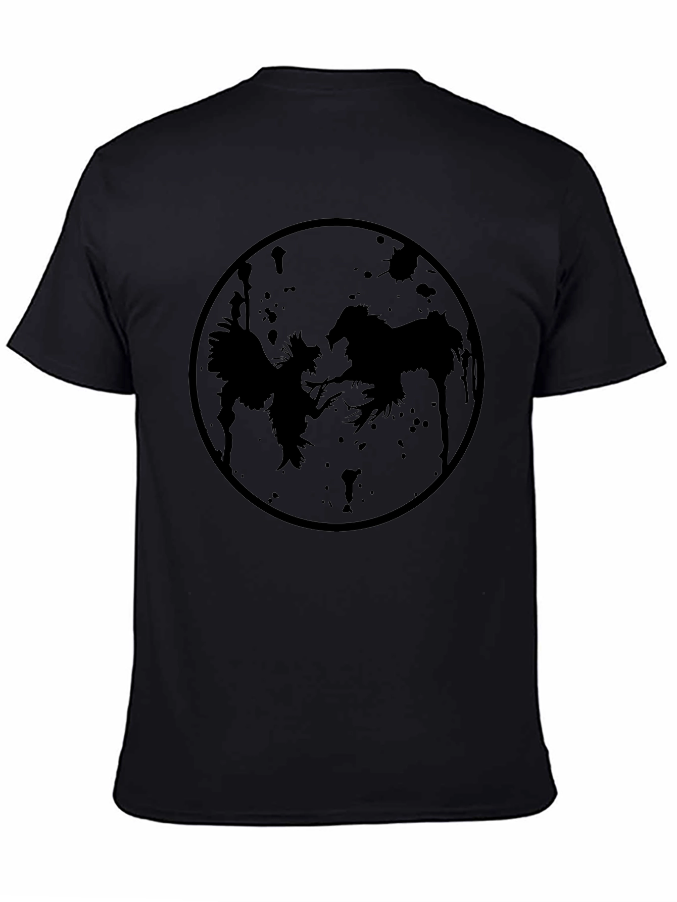 Black T-Shirt with Rooster and Horse Design