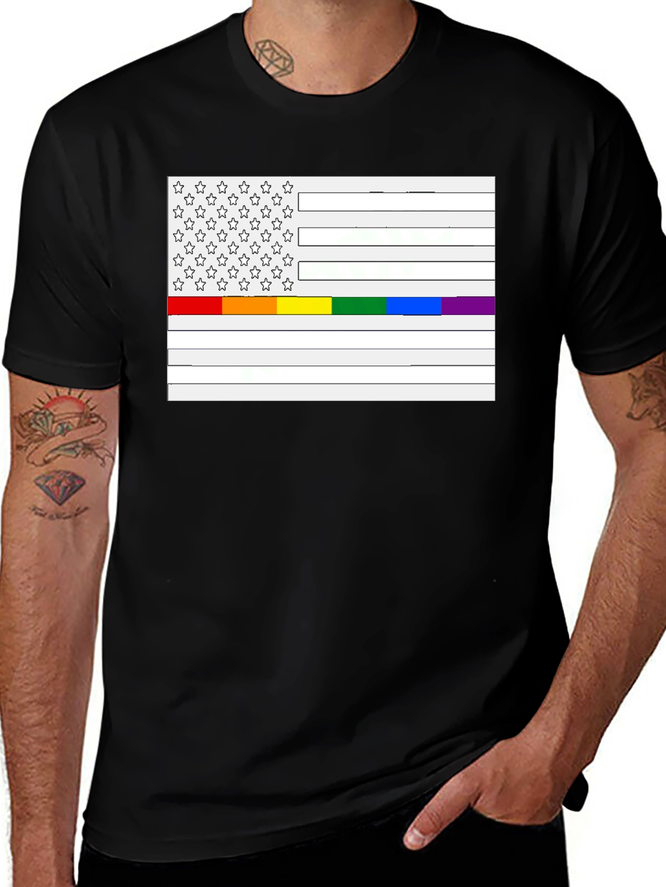 Pride Flag USA Mens T-Shirt