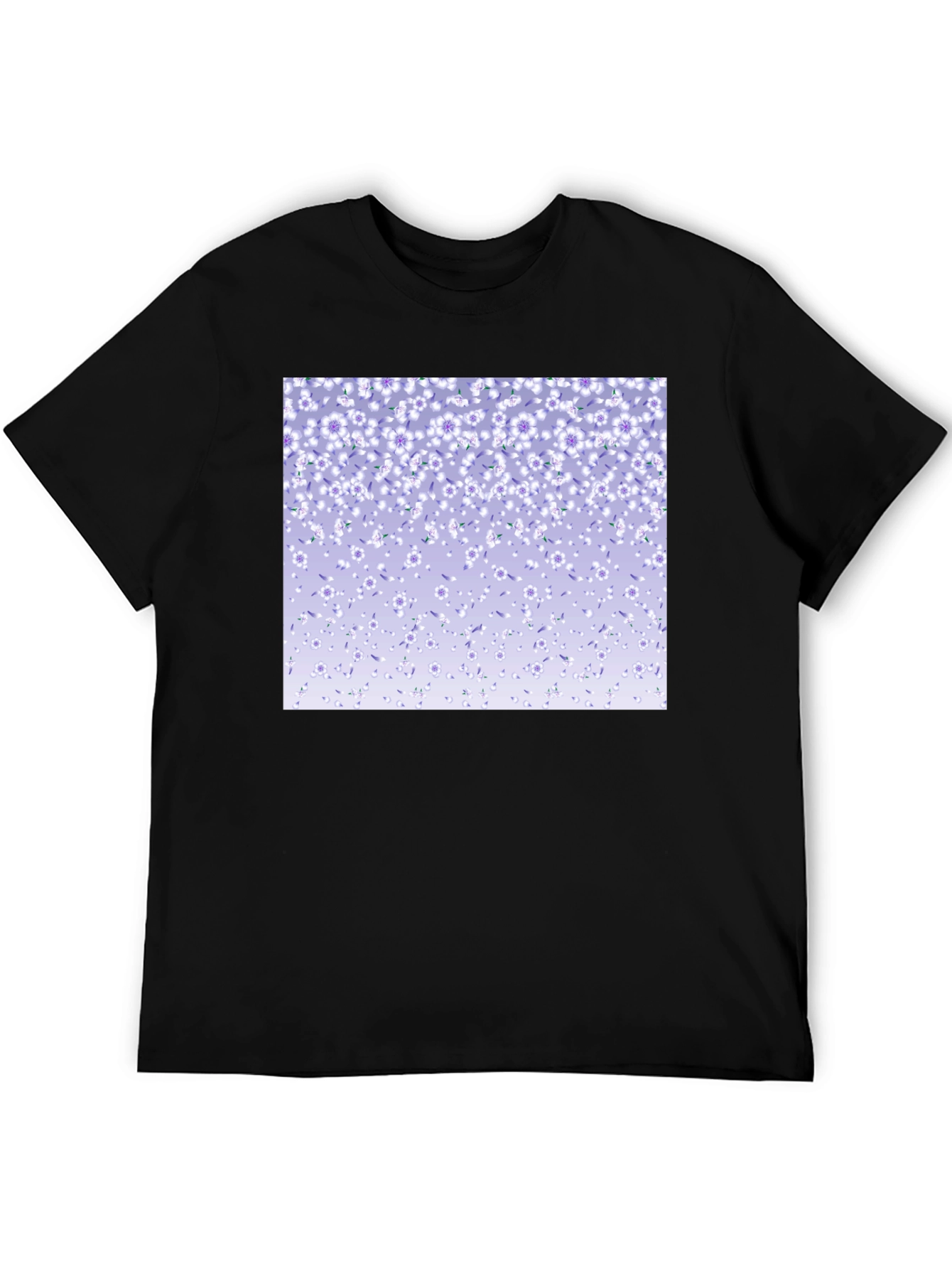 Floral Print T-Shirt - Casual Black Tee