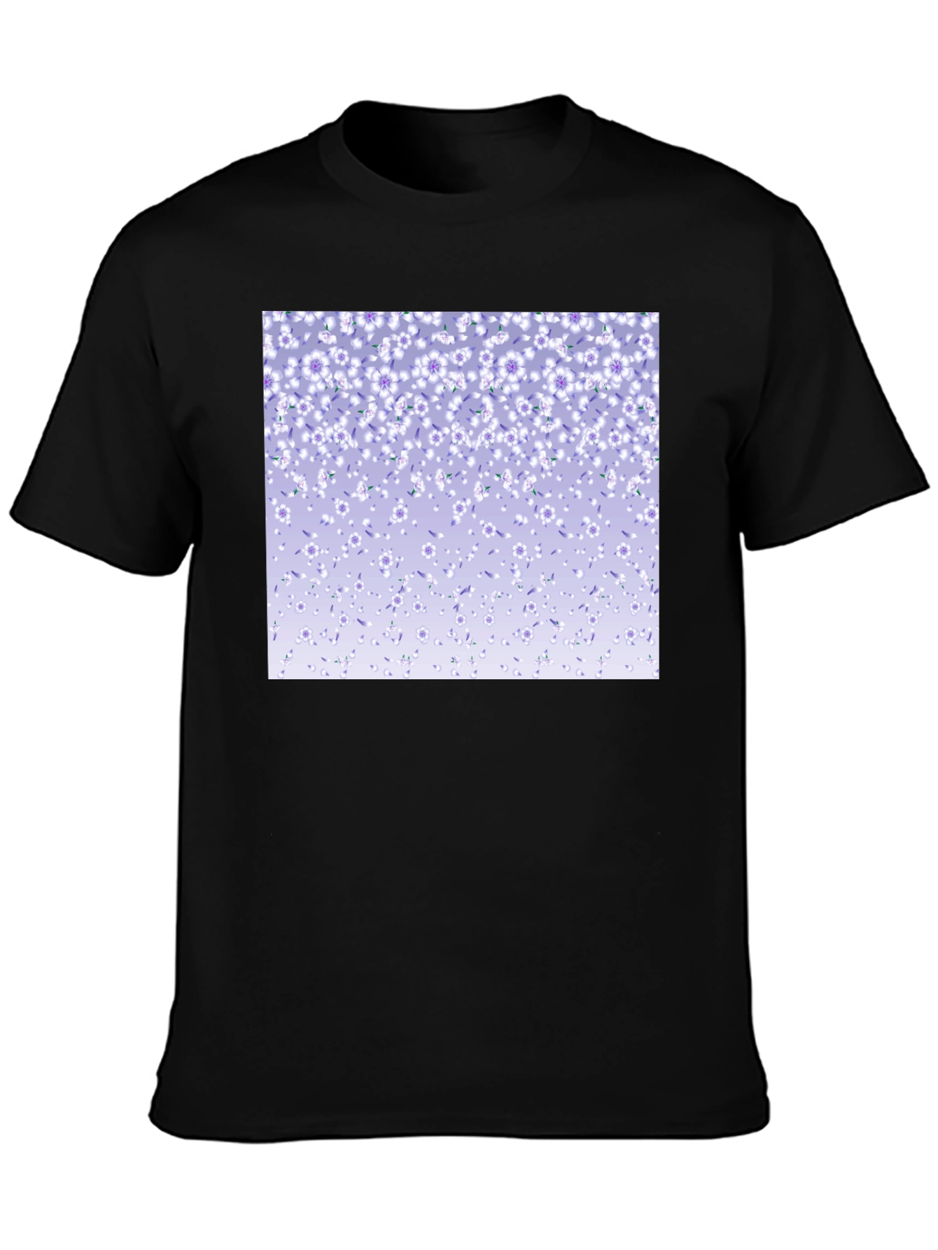Floral Print T-Shirt - Casual Black Tee