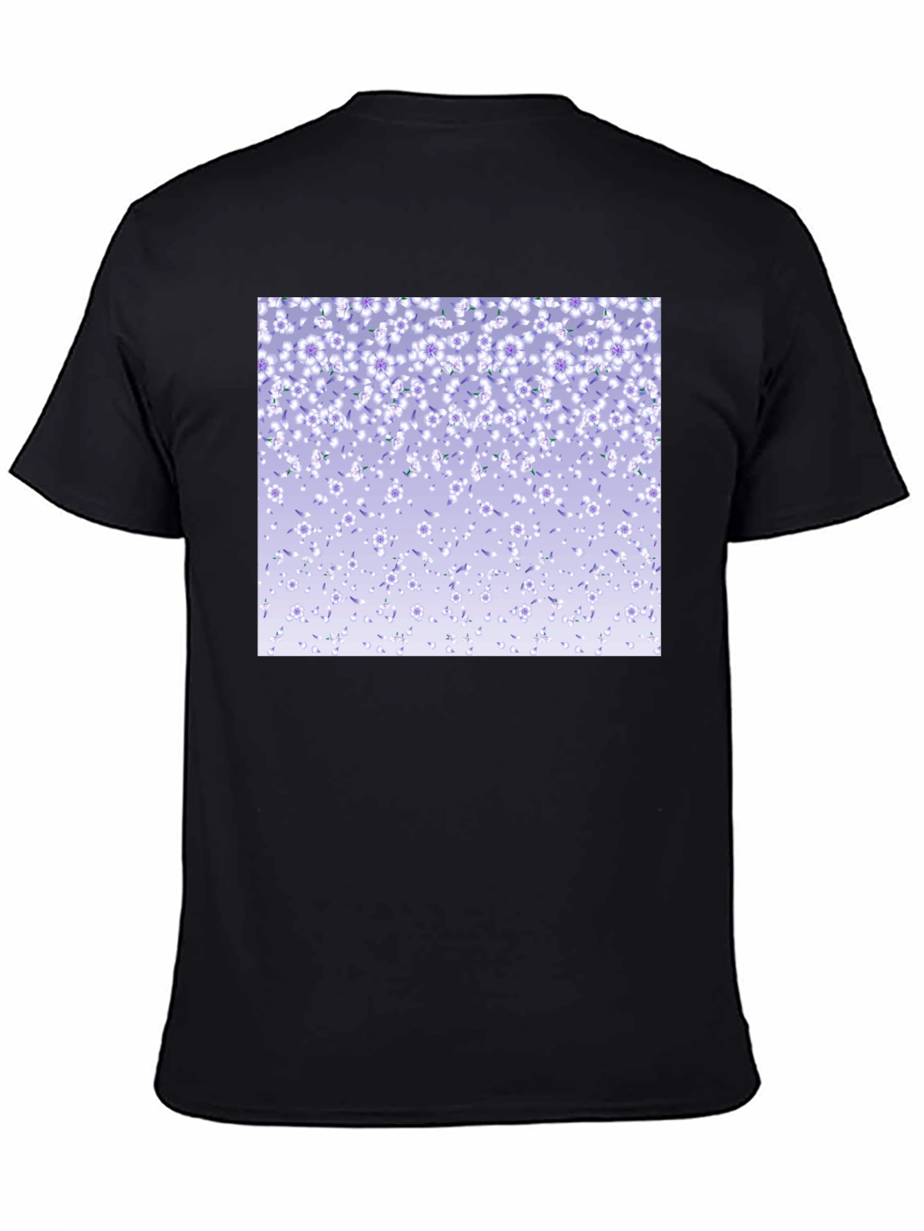 Floral Print T-Shirt - Casual Black Tee