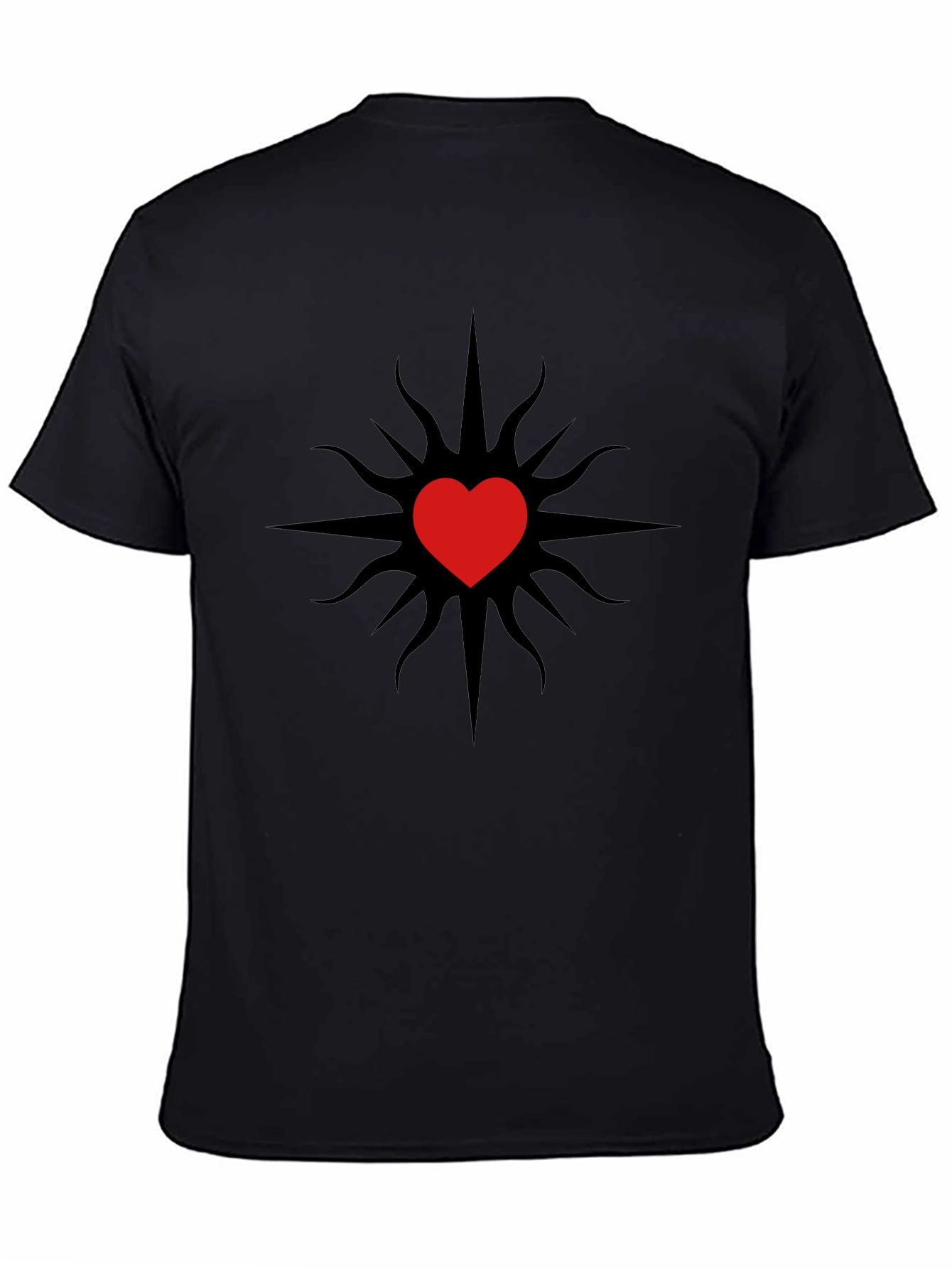 Heart Sunburst Graphic Tee - Black Casual T-Shirt