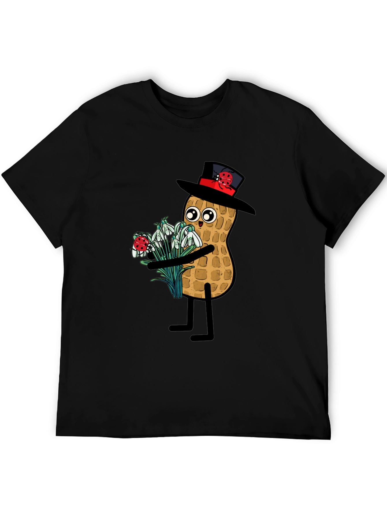 Funny Peanut with Flowers Graphic Tee