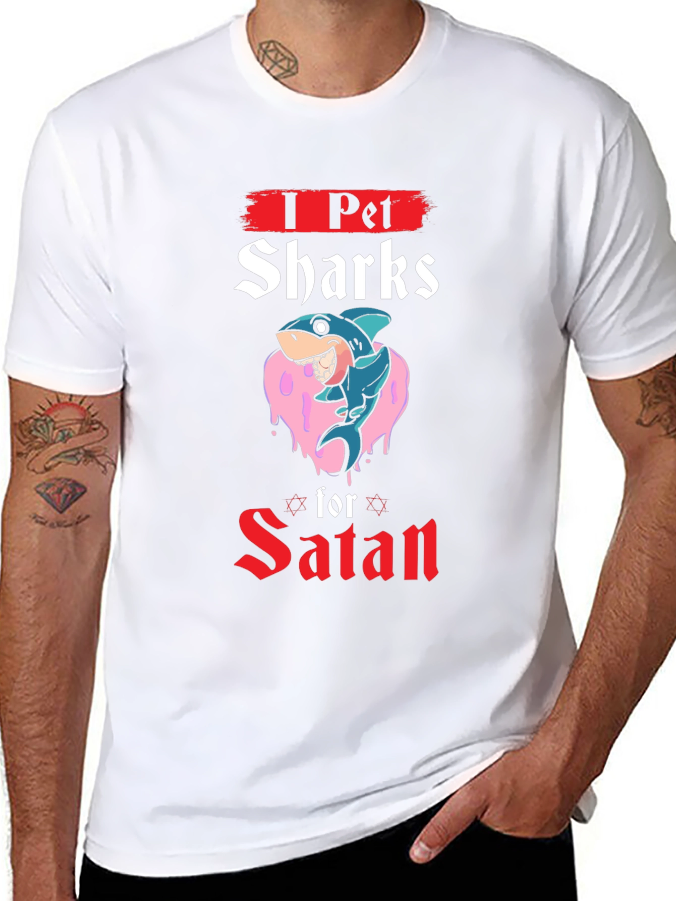 I Pet Sharks For Satan Graphic T-Shirt