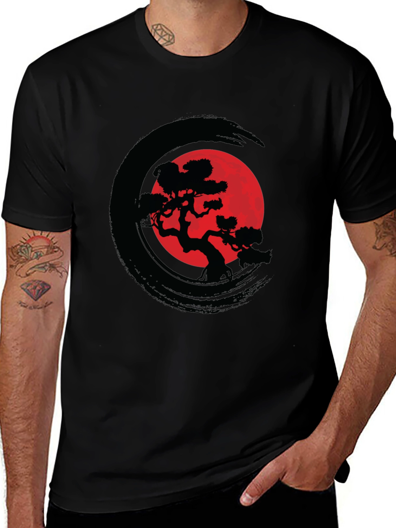 Zen Circle Bonsai Tree Graphic Tee