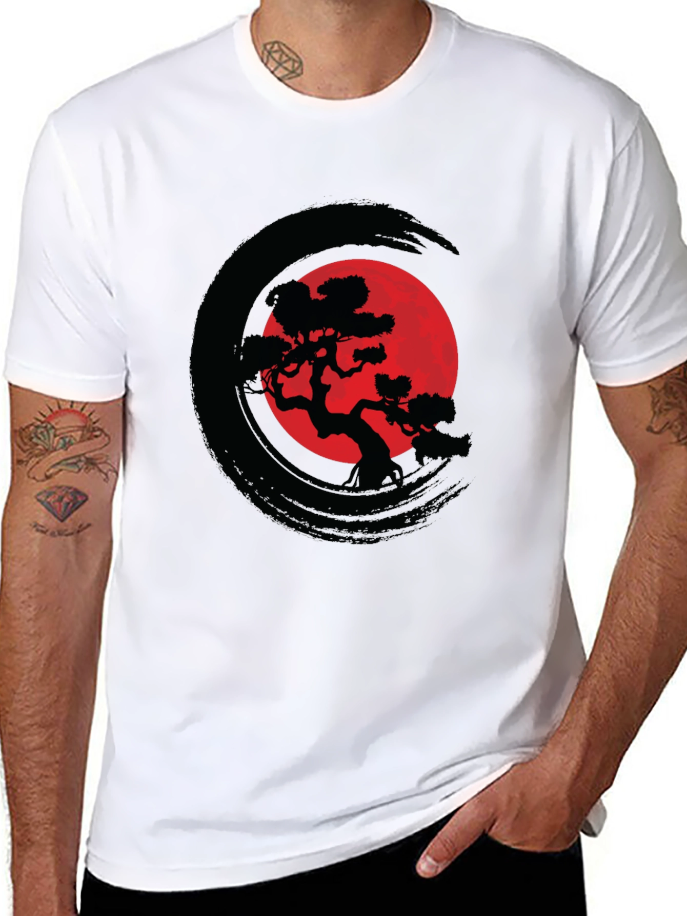 Zen Circle Bonsai Tree Graphic Tee