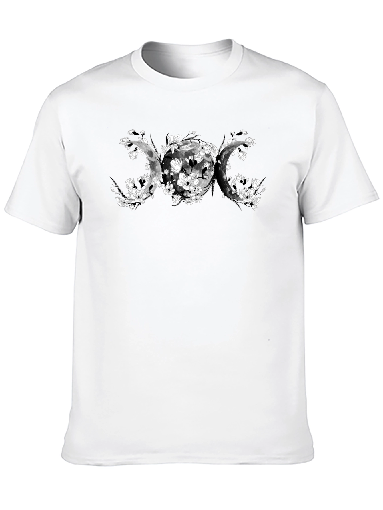 Triple Moon Goddess T-Shirt - Floral Phases Design