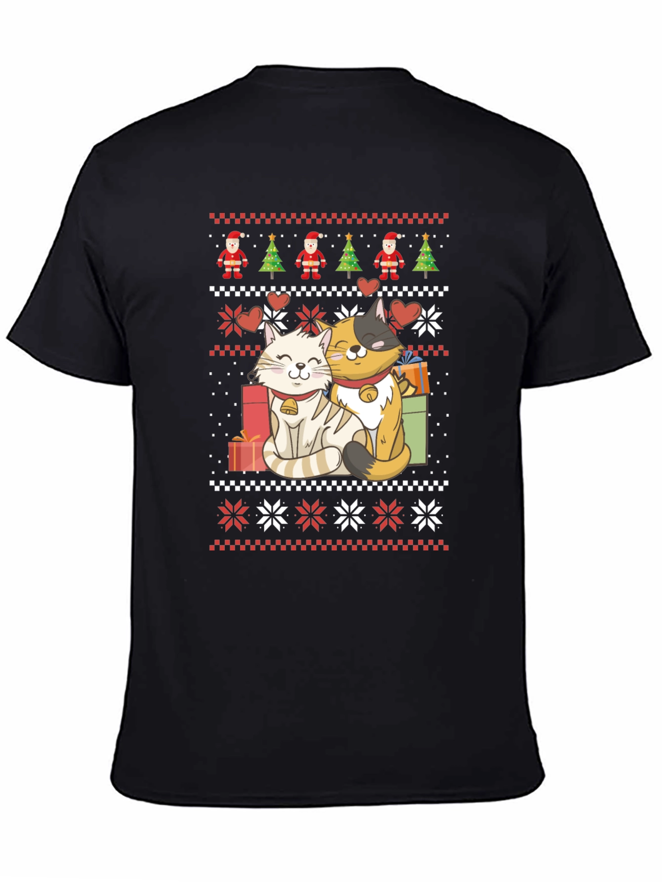 Festive Christmas Cat Sweater T-Shirt