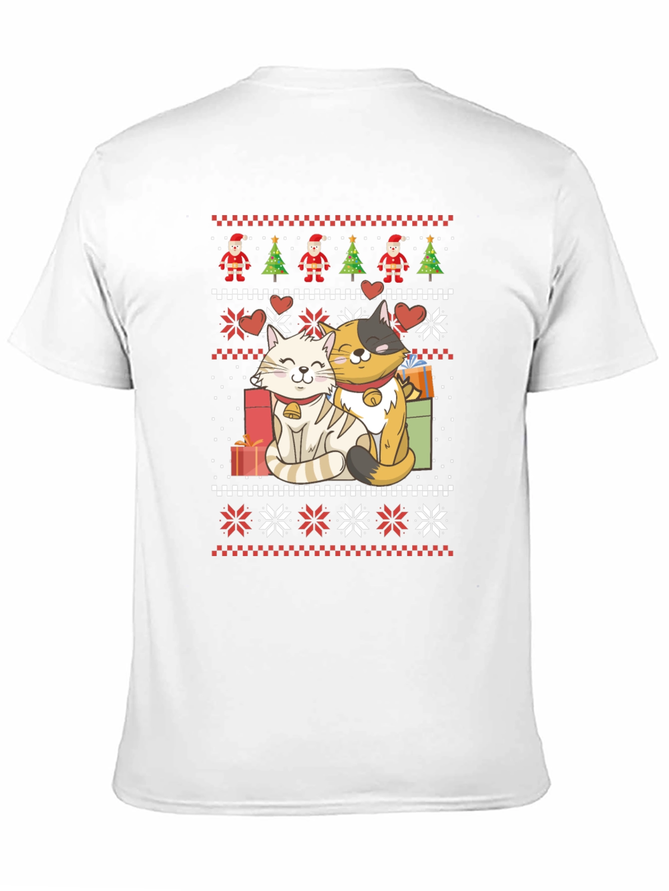 Festive Christmas Cat Sweater T-Shirt