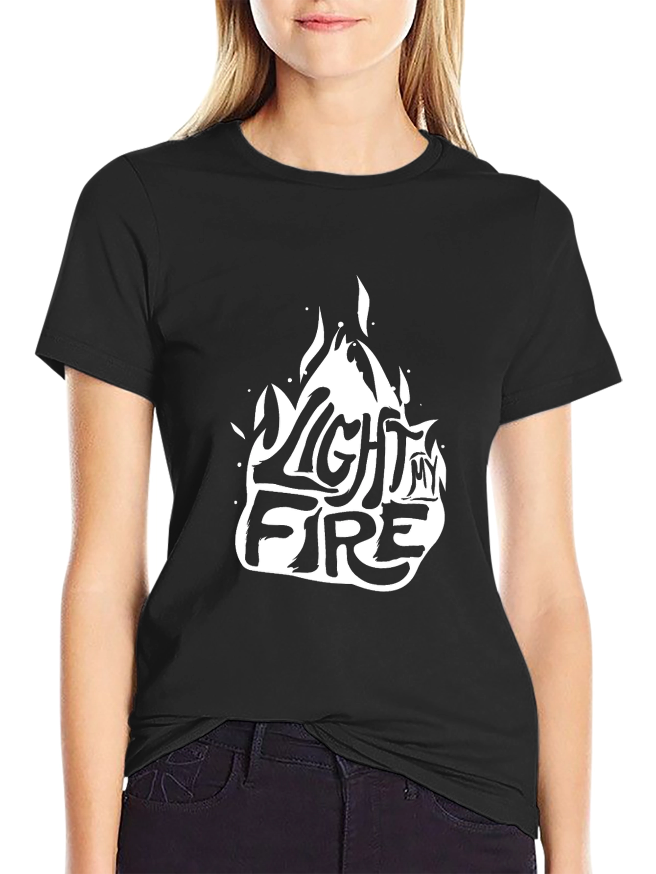 Light My Fire Graphic Tee - Black Cotton Blend