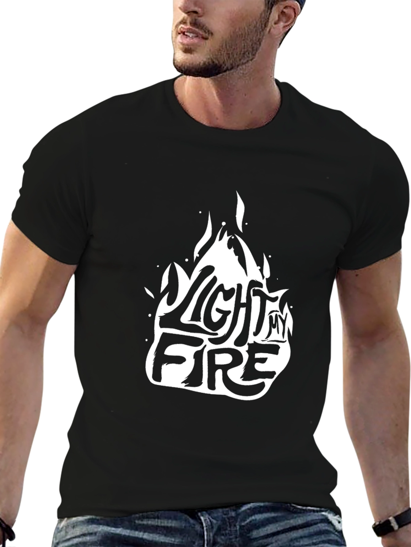 Light My Fire Graphic Tee - Black Cotton Blend