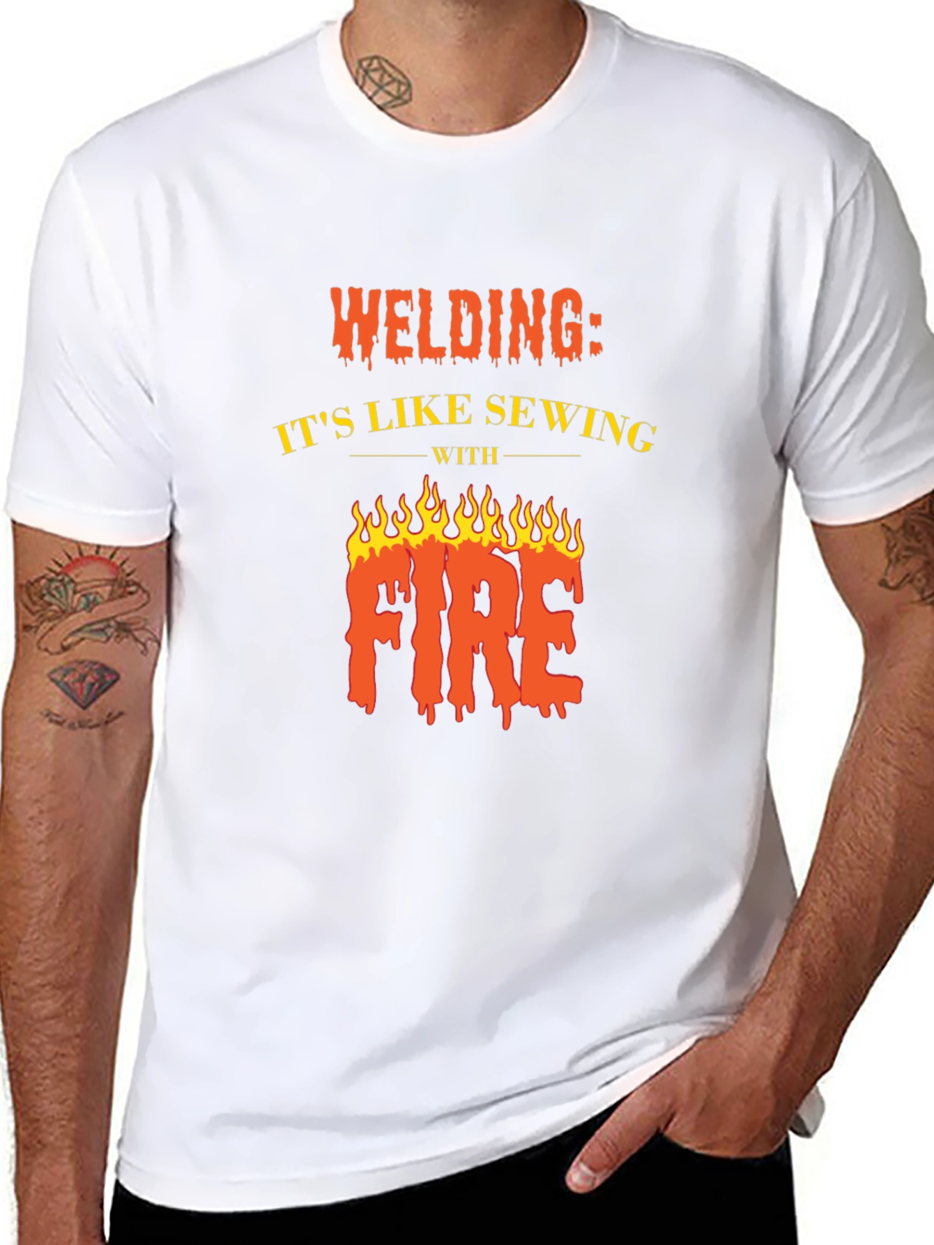 Welding Like Sewing With Fire Black T-Shirt