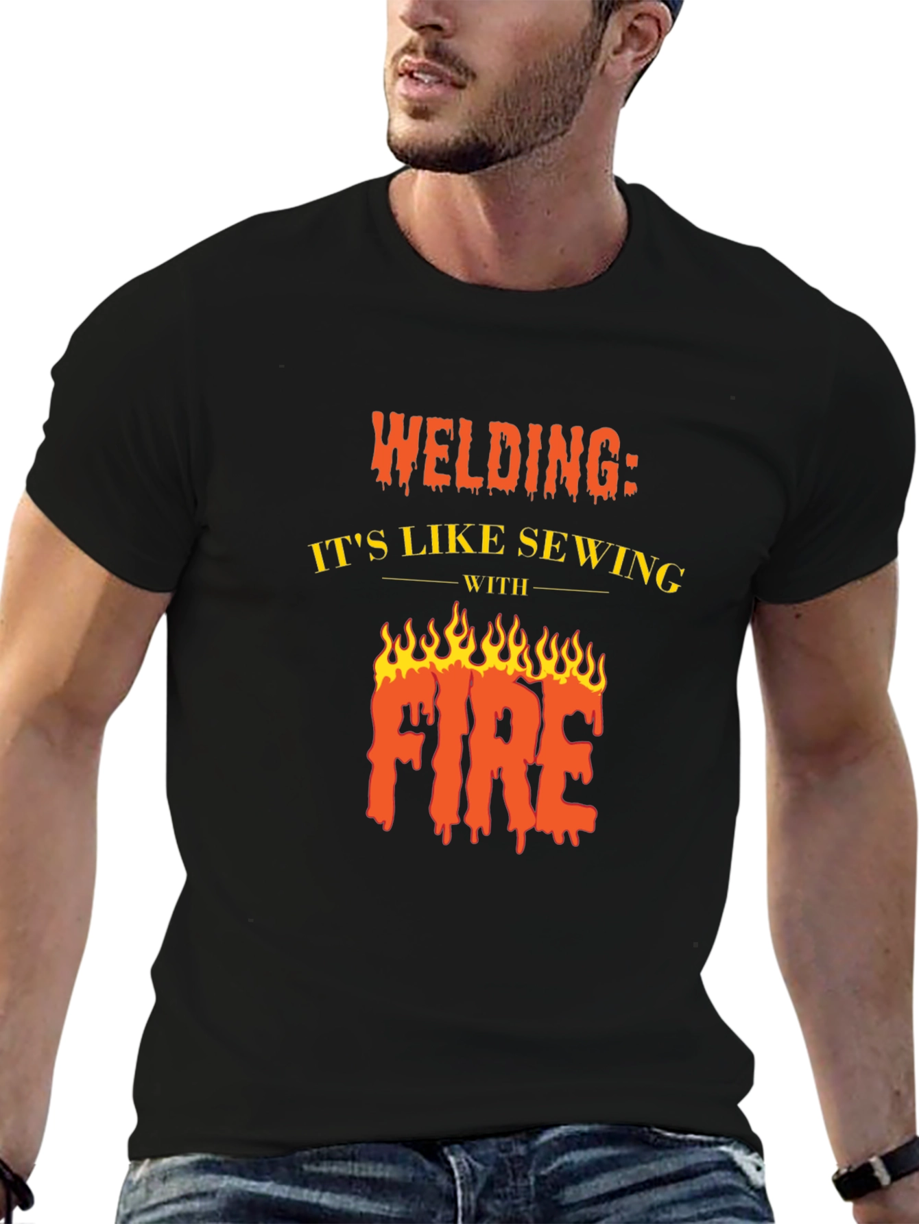 Welding Like Sewing With Fire Black T-Shirt