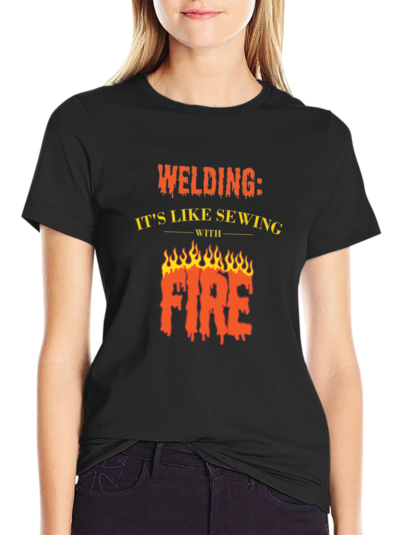 Welding Like Sewing With Fire Black T-Shirt