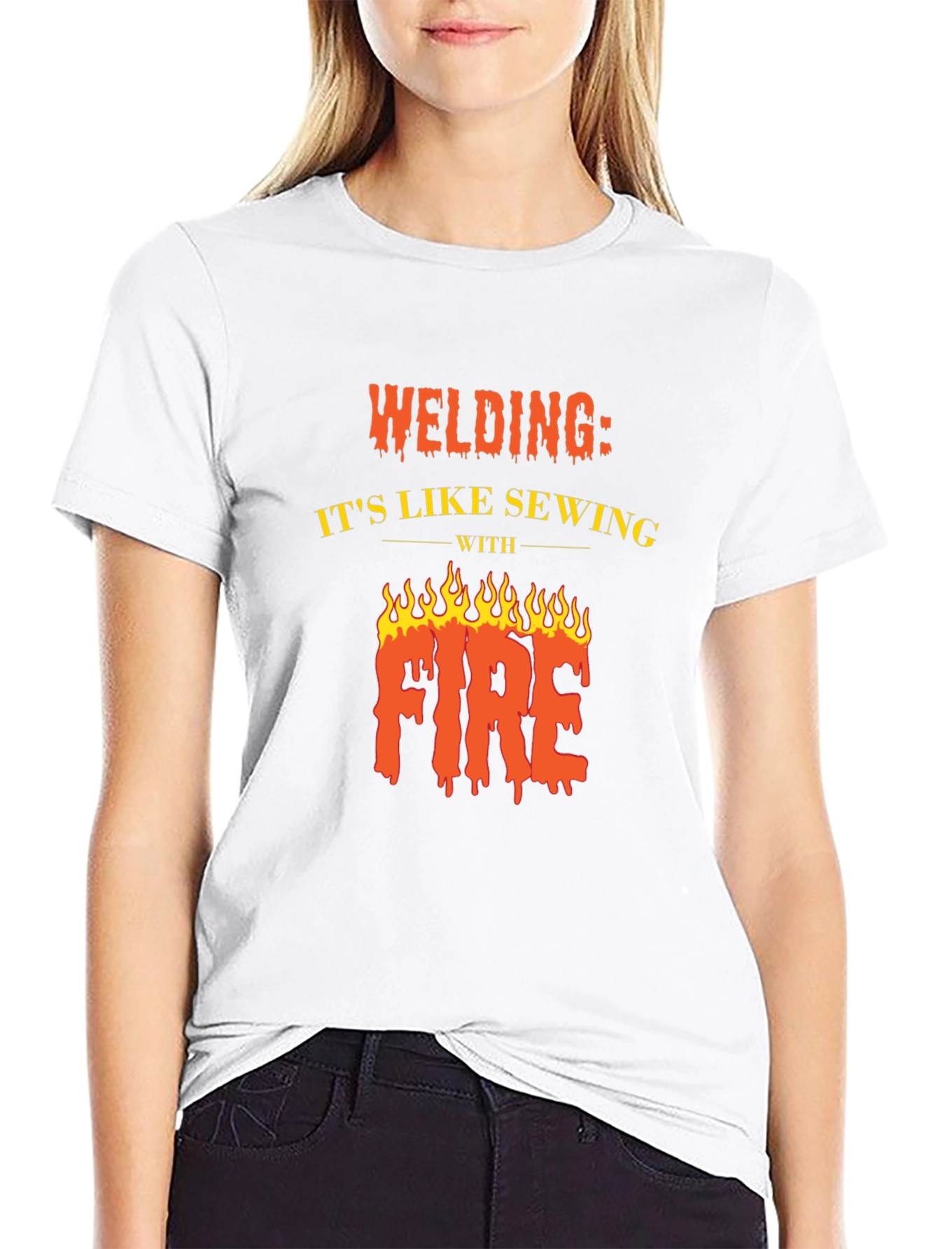 Welding Like Sewing With Fire Black T-Shirt