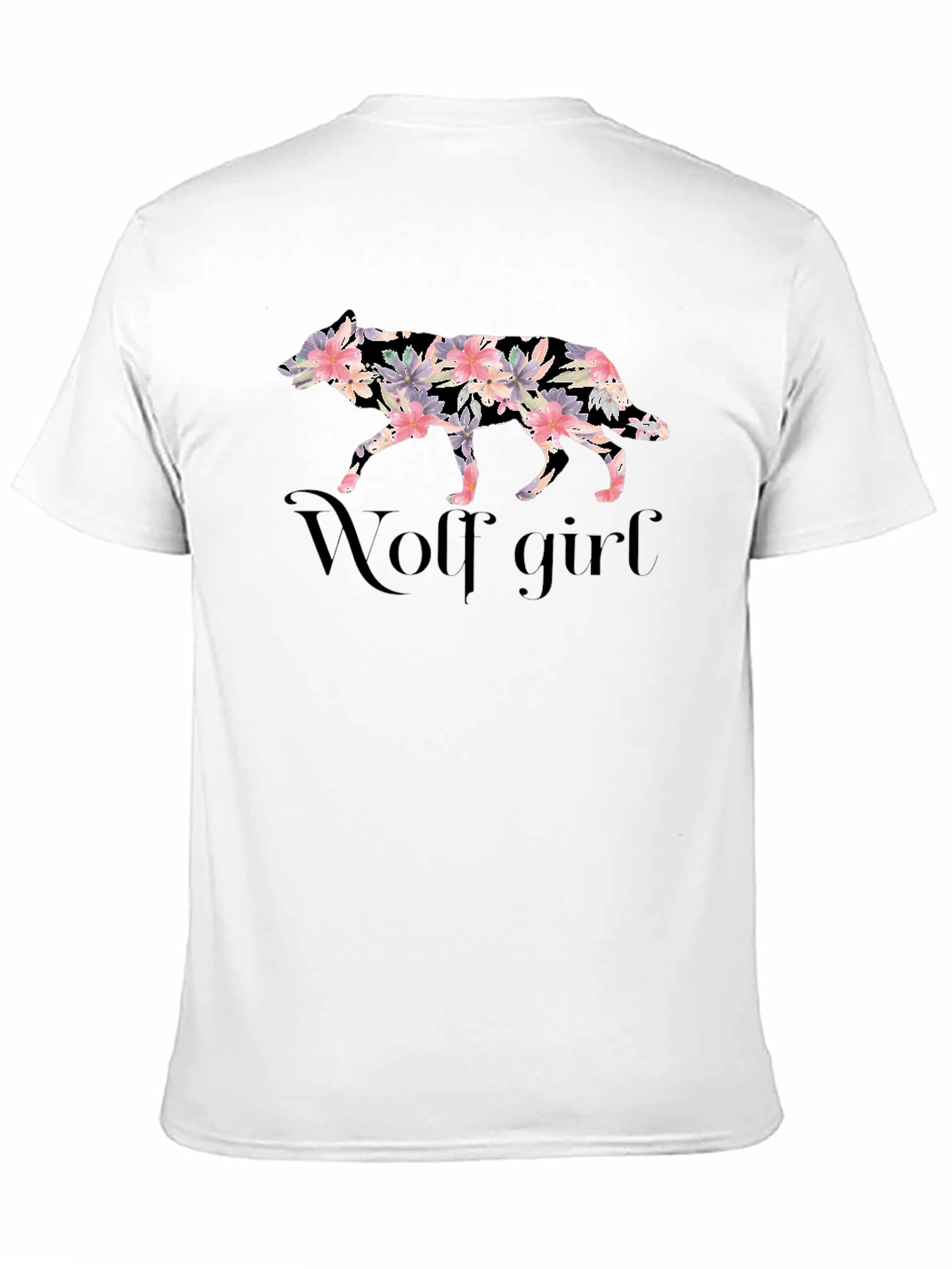 Floral Wolf Girl Tee - Stylish Graphic Print