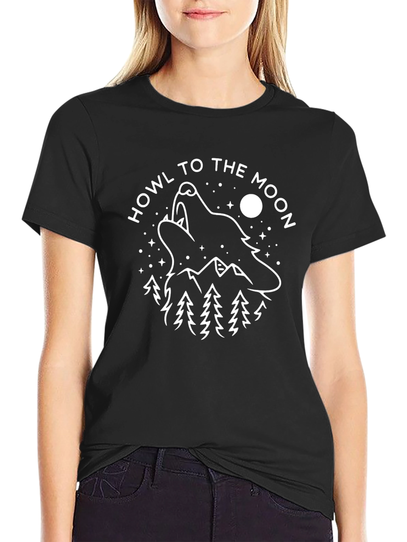 Howl to the Moon Graphic Tee - Black