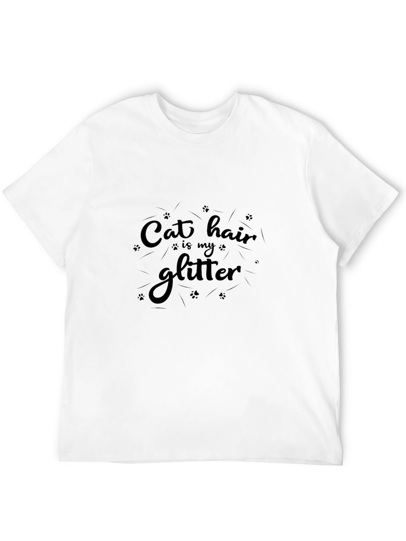 Cat Hair is My Glitter Black T-Shirt