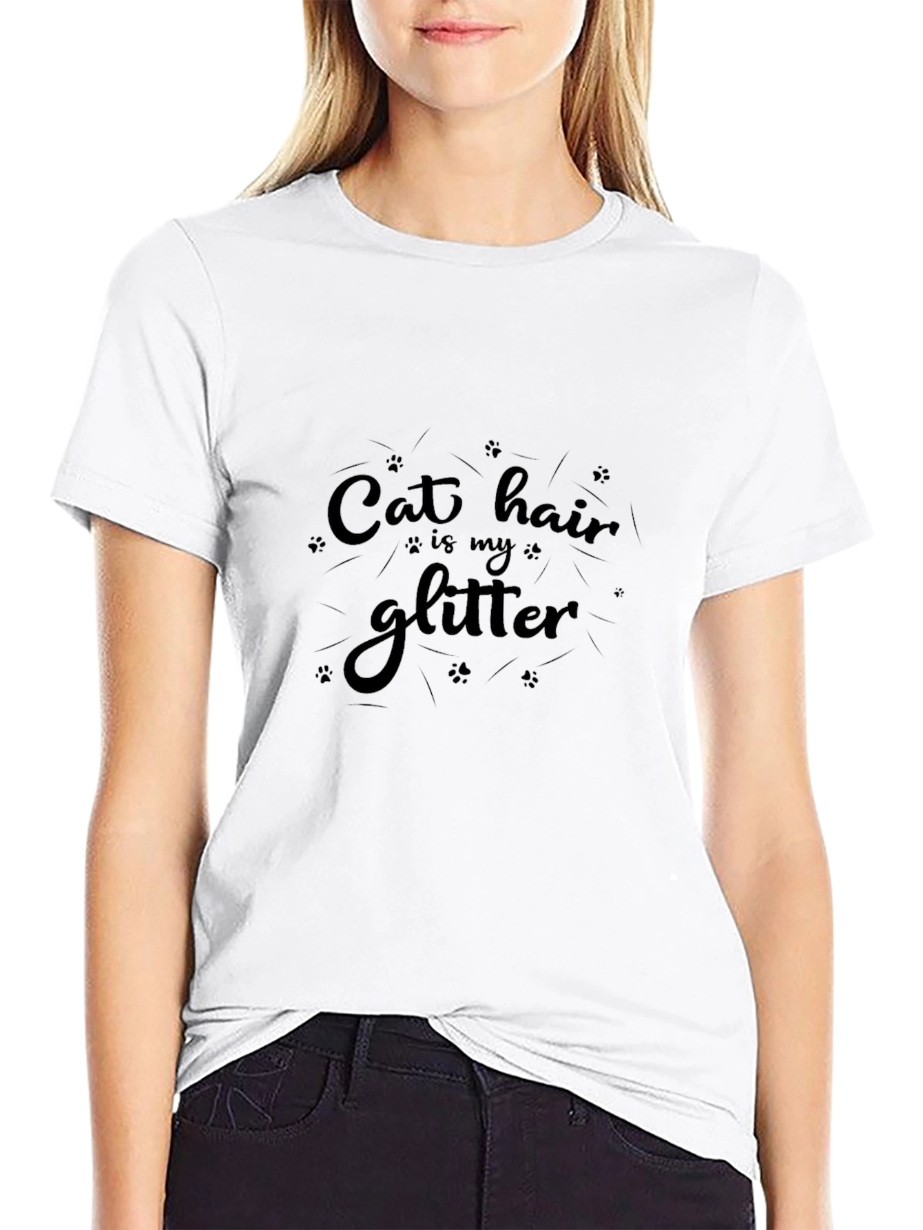Cat Hair is My Glitter Black T-Shirt