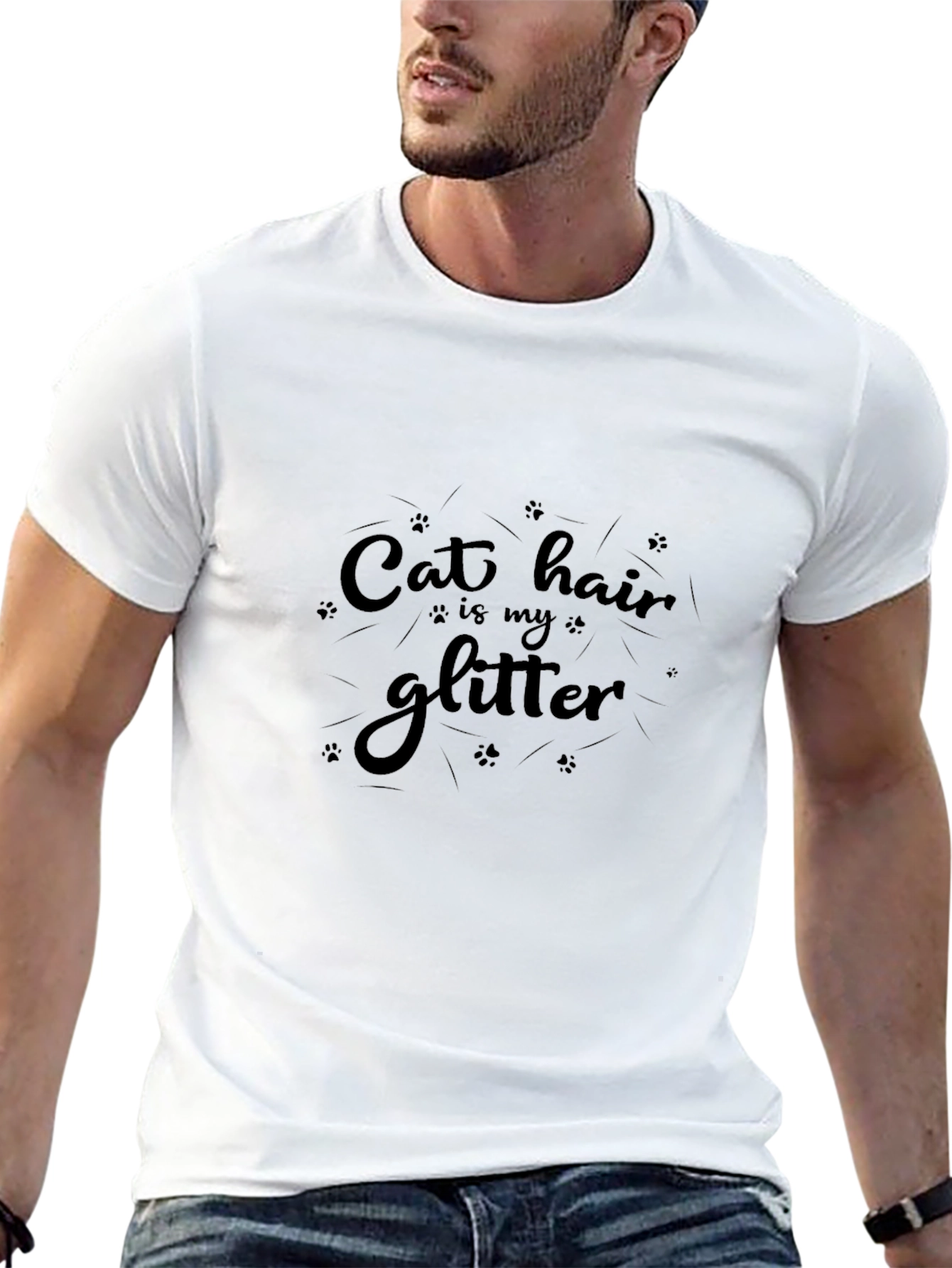 Cat Hair is My Glitter Black T-Shirt