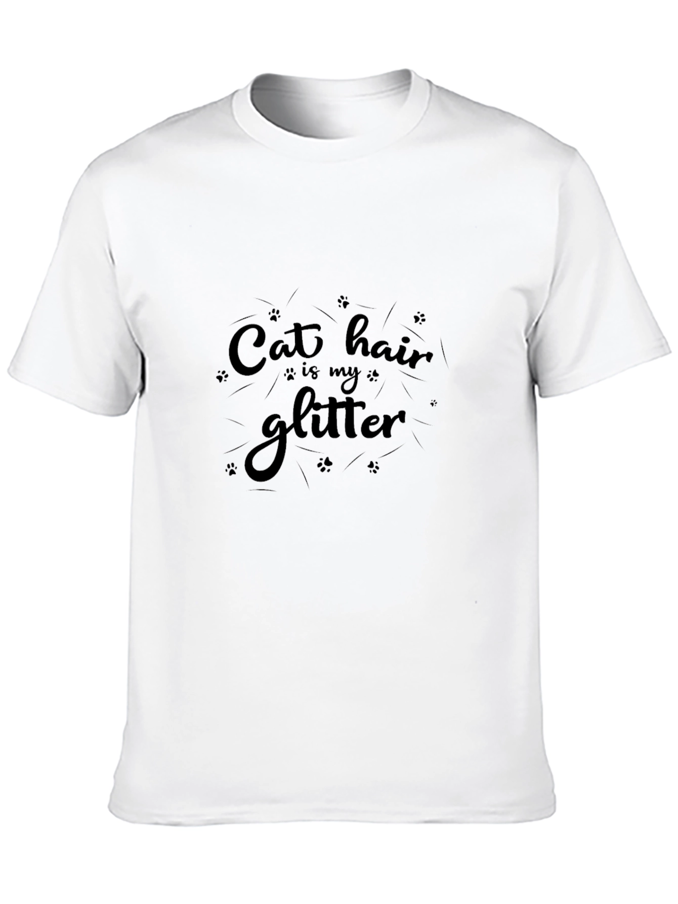 Cat Hair is My Glitter Black T-Shirt