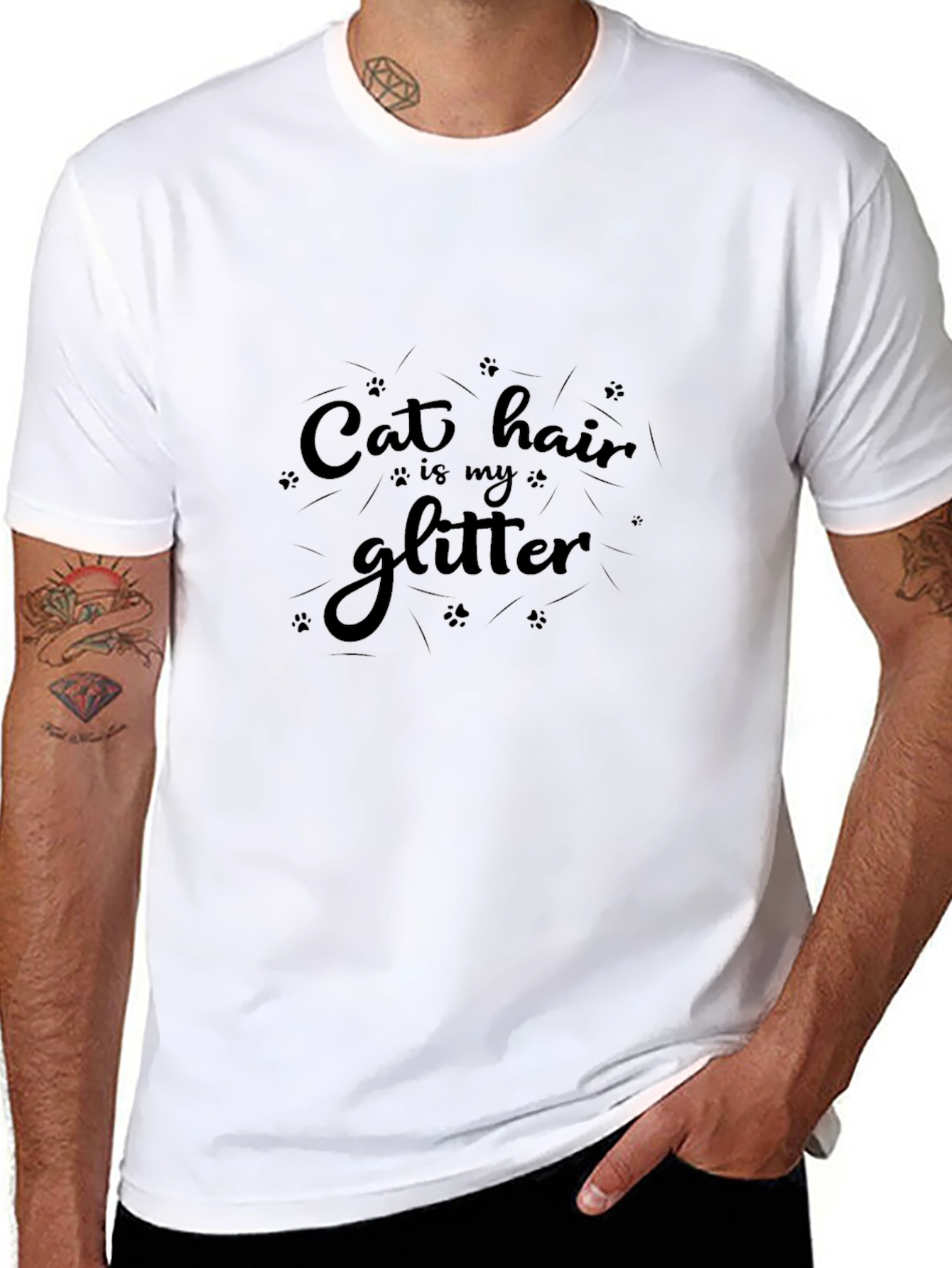 Cat Hair is My Glitter Black T-Shirt