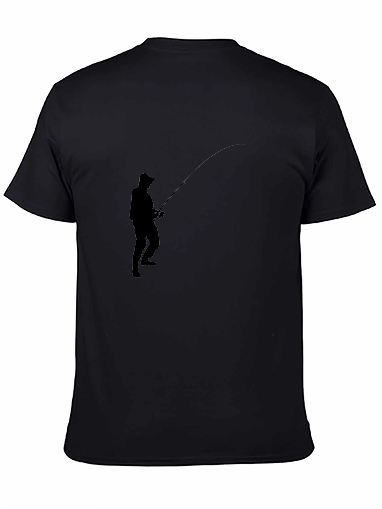 Fishing Silhouette Graphic Tee - Classic Black Cotton Blend