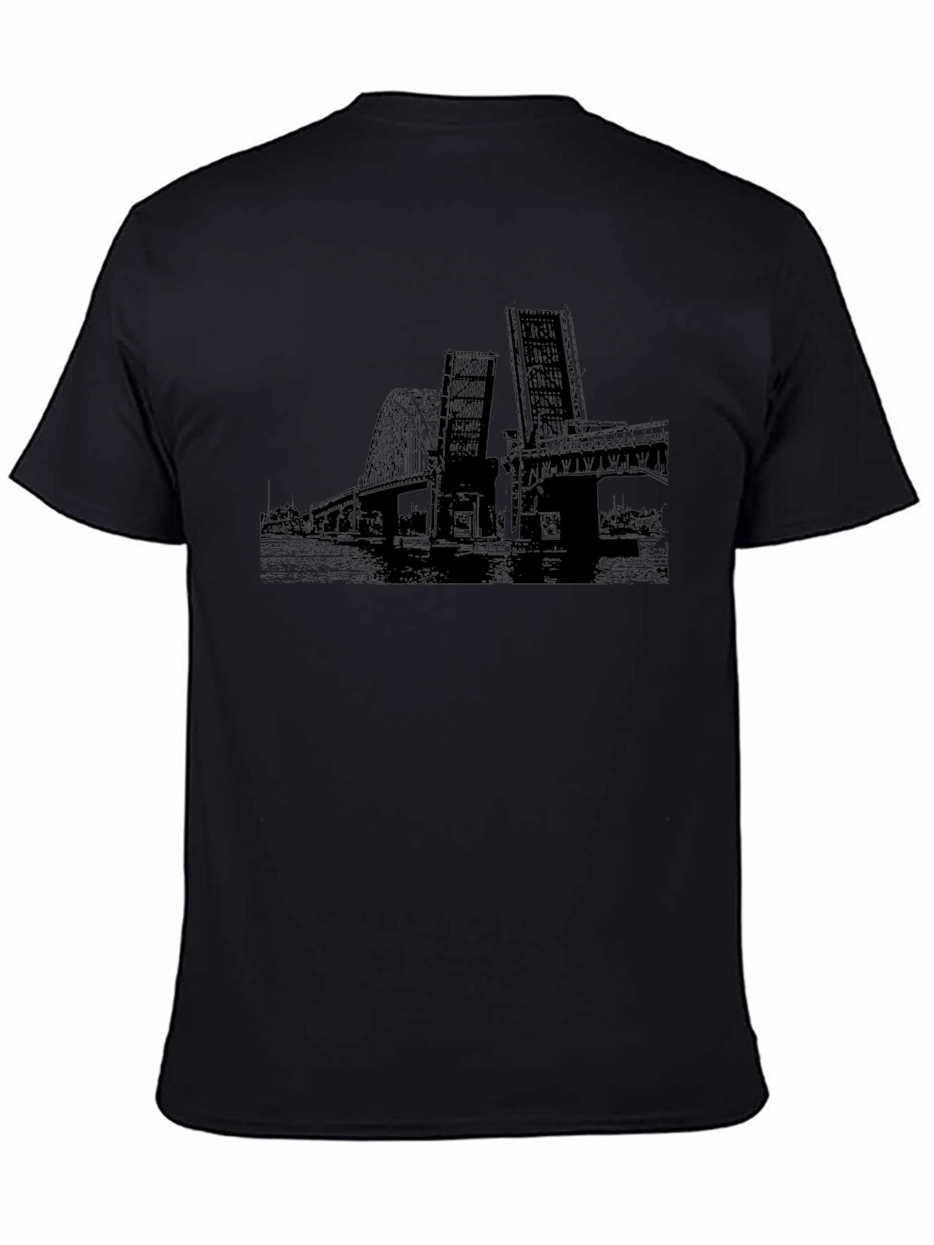 Black T-Shirt with Bridge Graphic