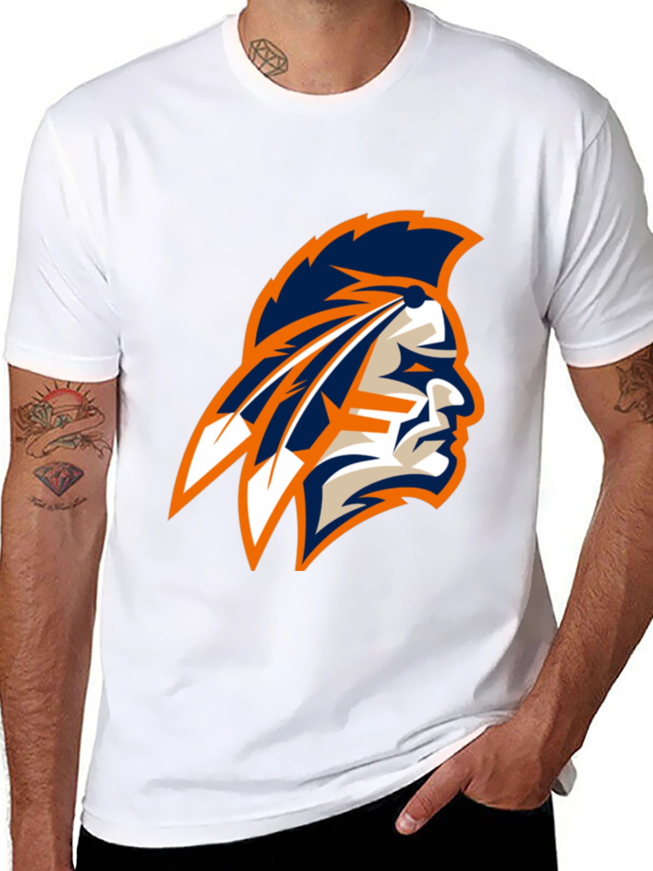 Mens Black T-Shirt with Native American Logo