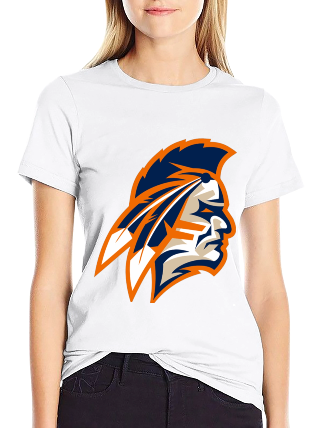 Mens Black T-Shirt with Native American Logo