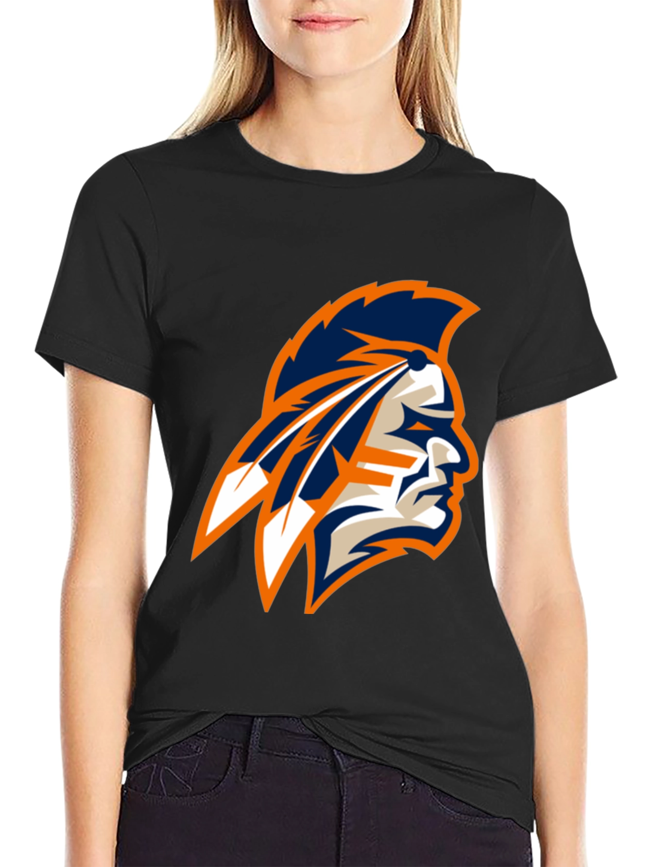 Mens Black T-Shirt with Native American Logo
