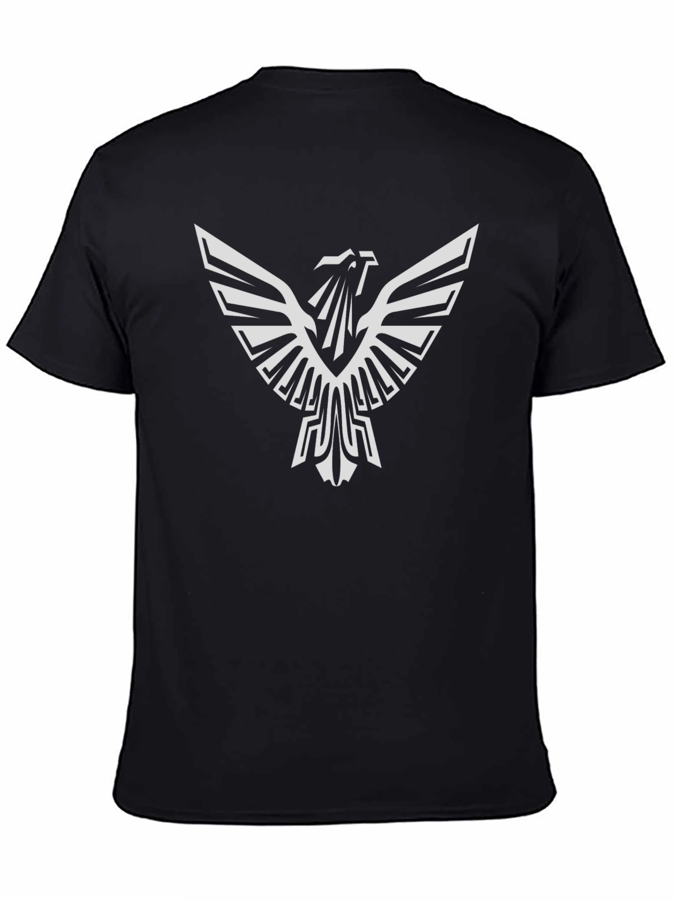 Black T-Shirt with White Tribal Eagle Graphic