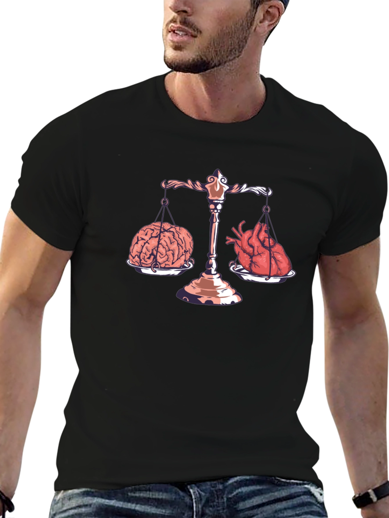 Brain vs Heart T-Shirt Balance Scale Tee