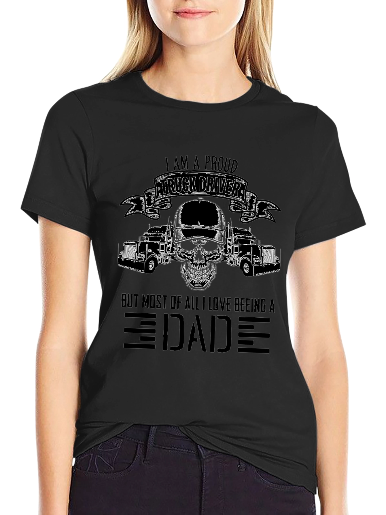 Proud Trucker Dad Graphic T-Shirt