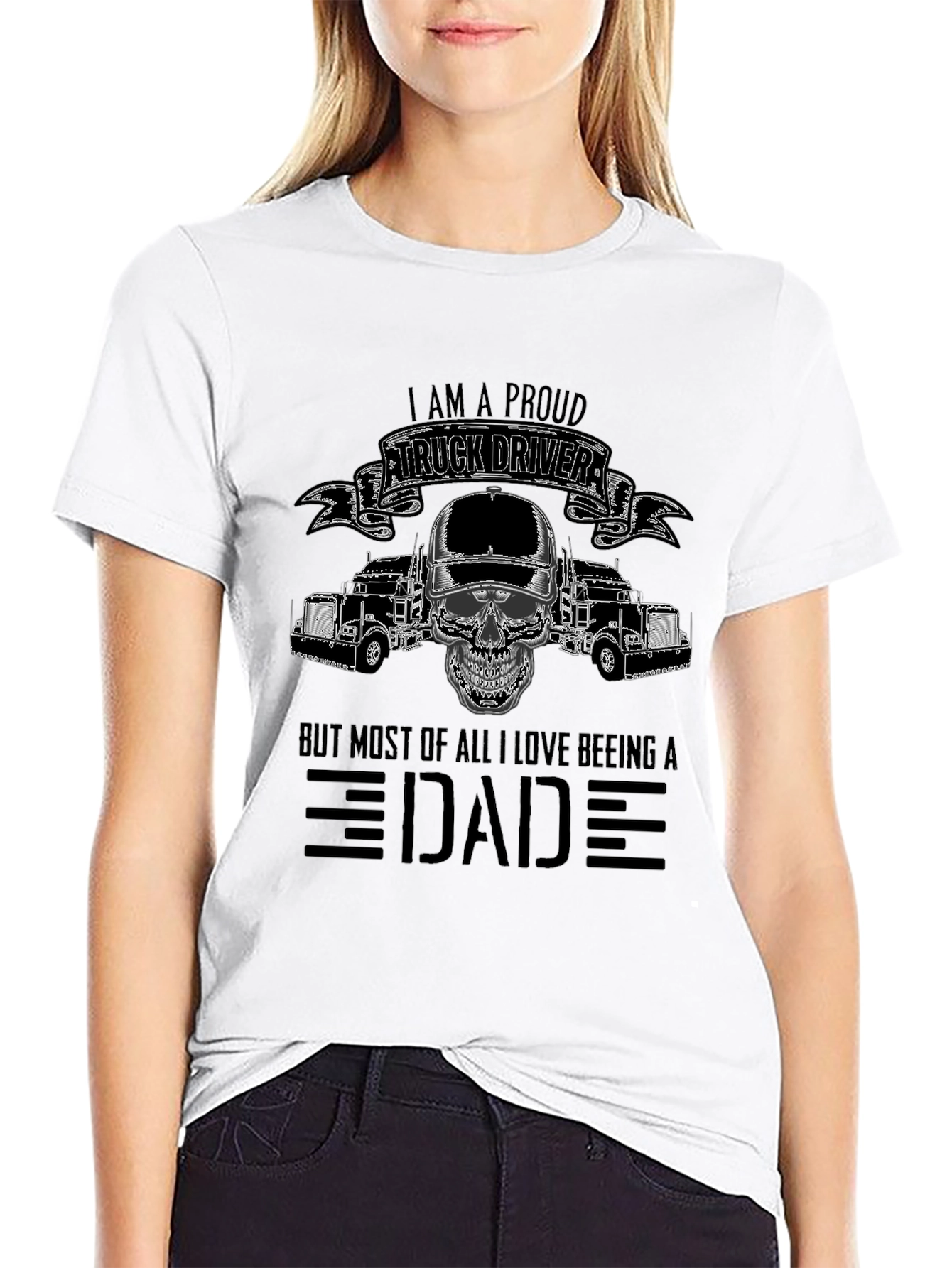 Proud Trucker Dad Graphic T-Shirt