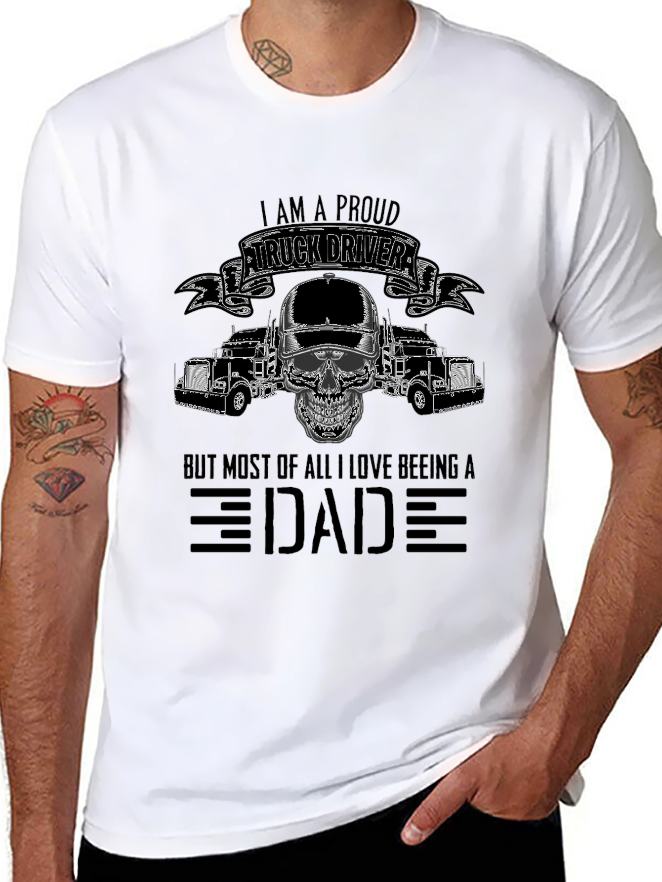Proud Trucker Dad Graphic T-Shirt