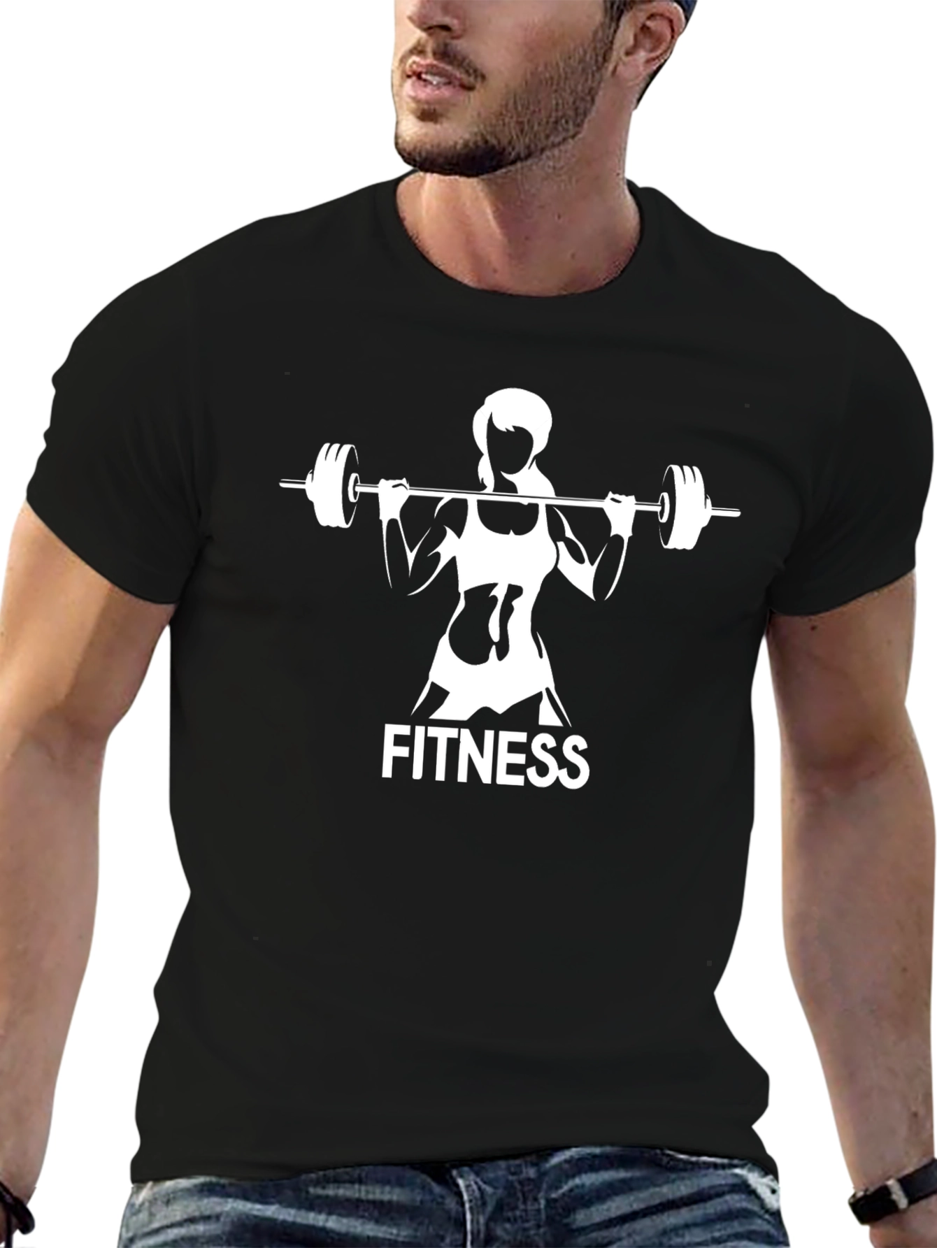 Fitness Graphic Tee - Black Gym Workout Shirt