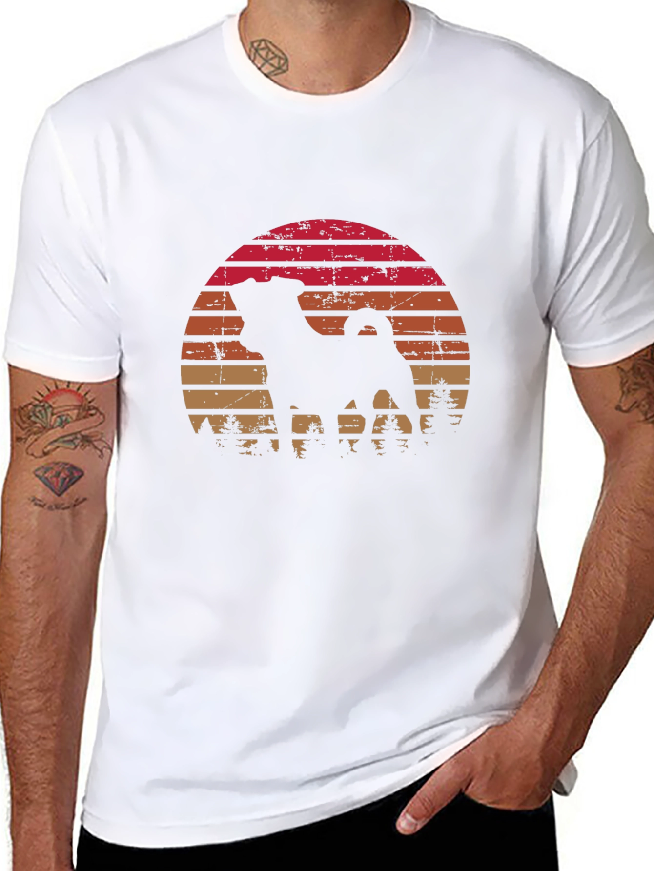 Retro Pug Silhouette Graphic Tee