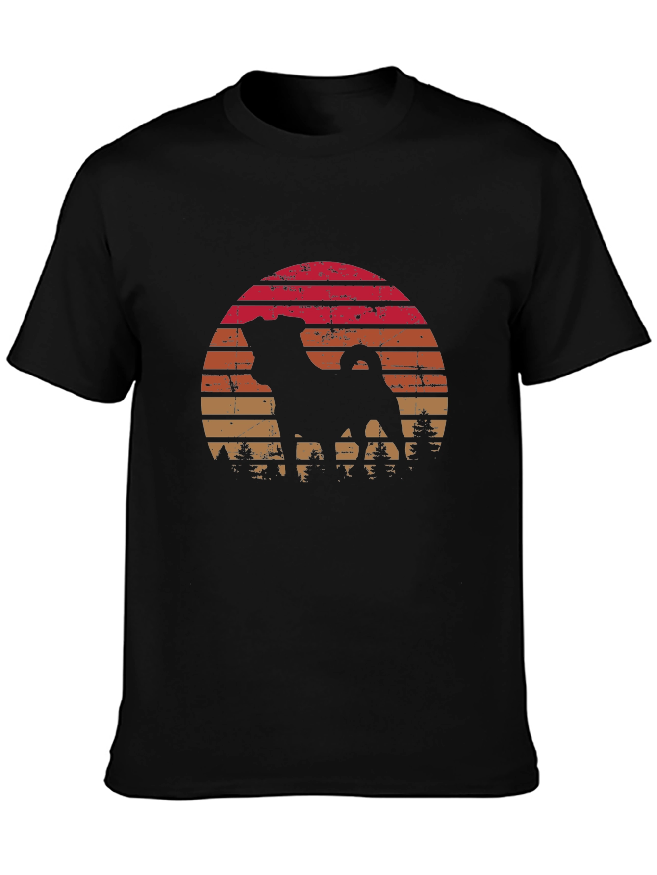 Retro Pug Silhouette Graphic Tee