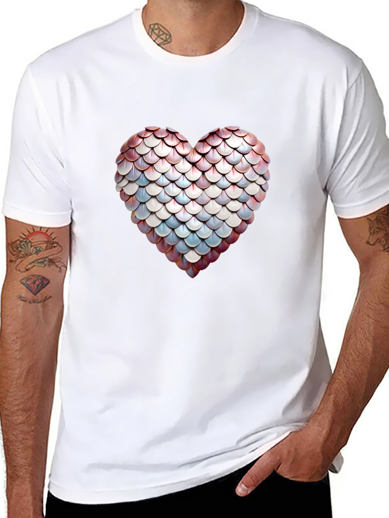 Scales Heart Graphic Tee - Stylish Black T-Shirt