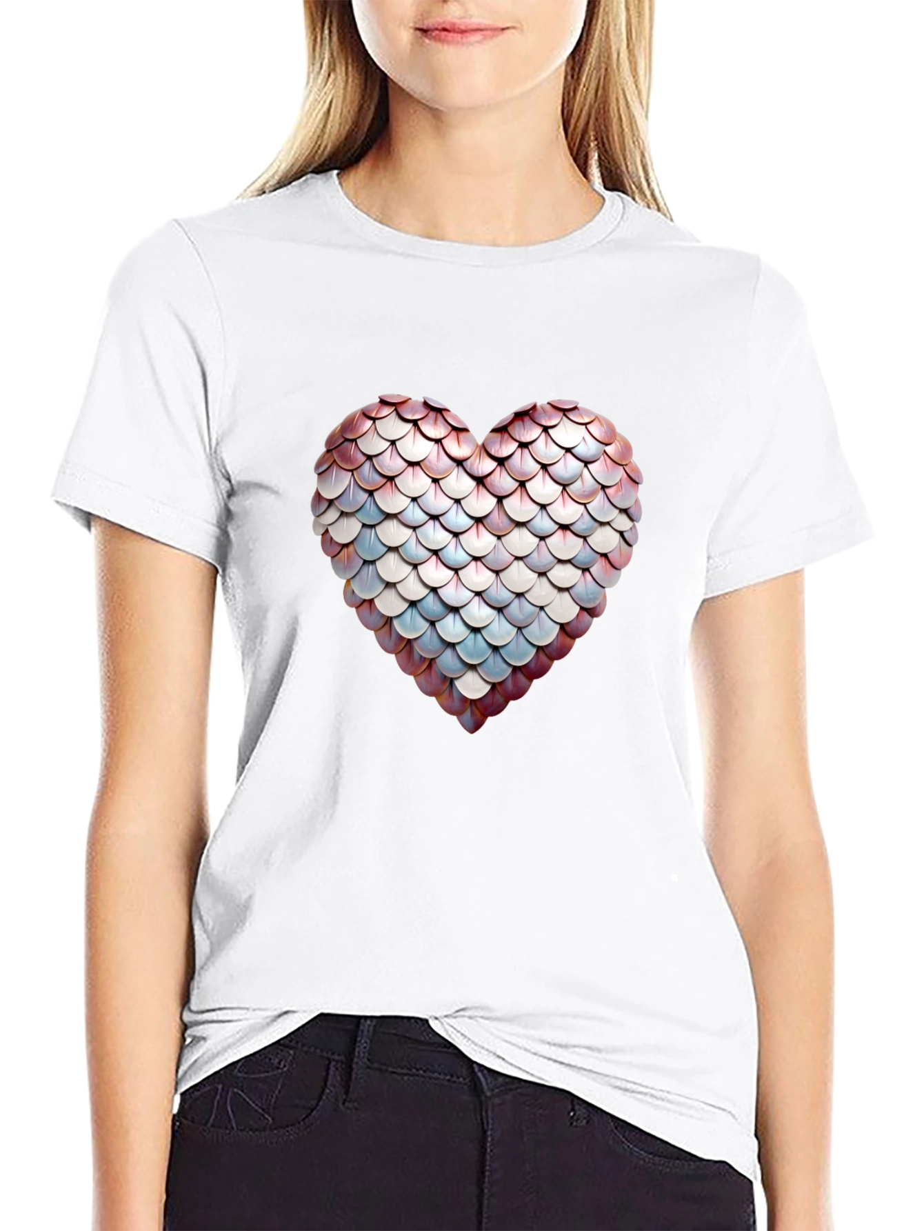 Scales Heart Graphic Tee - Stylish Black T-Shirt